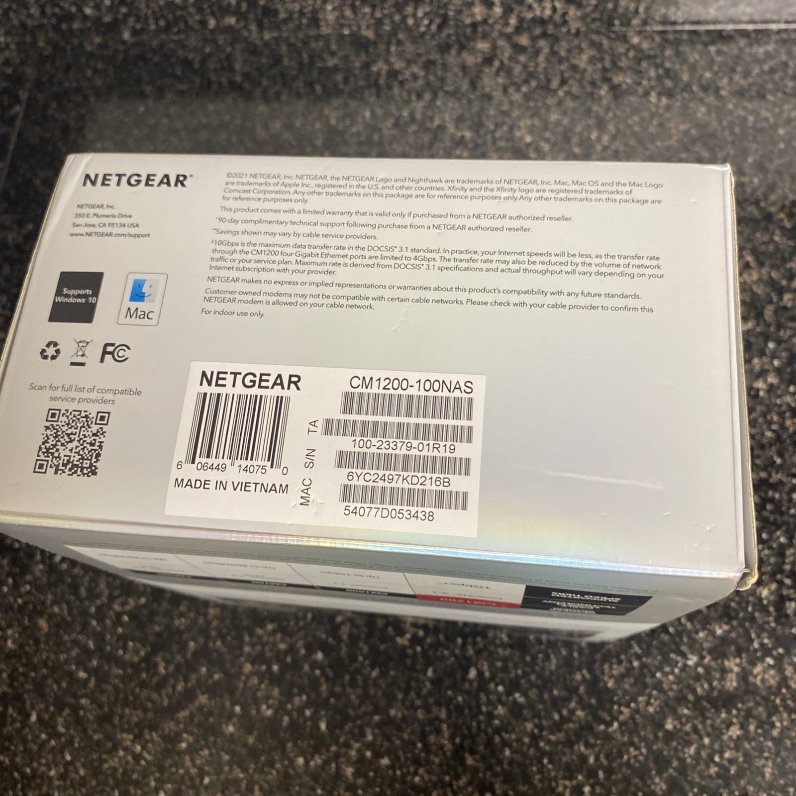 NETGEAR Nighthawk CM1200-100NAS DOCSIS 3.1 Cable Modem