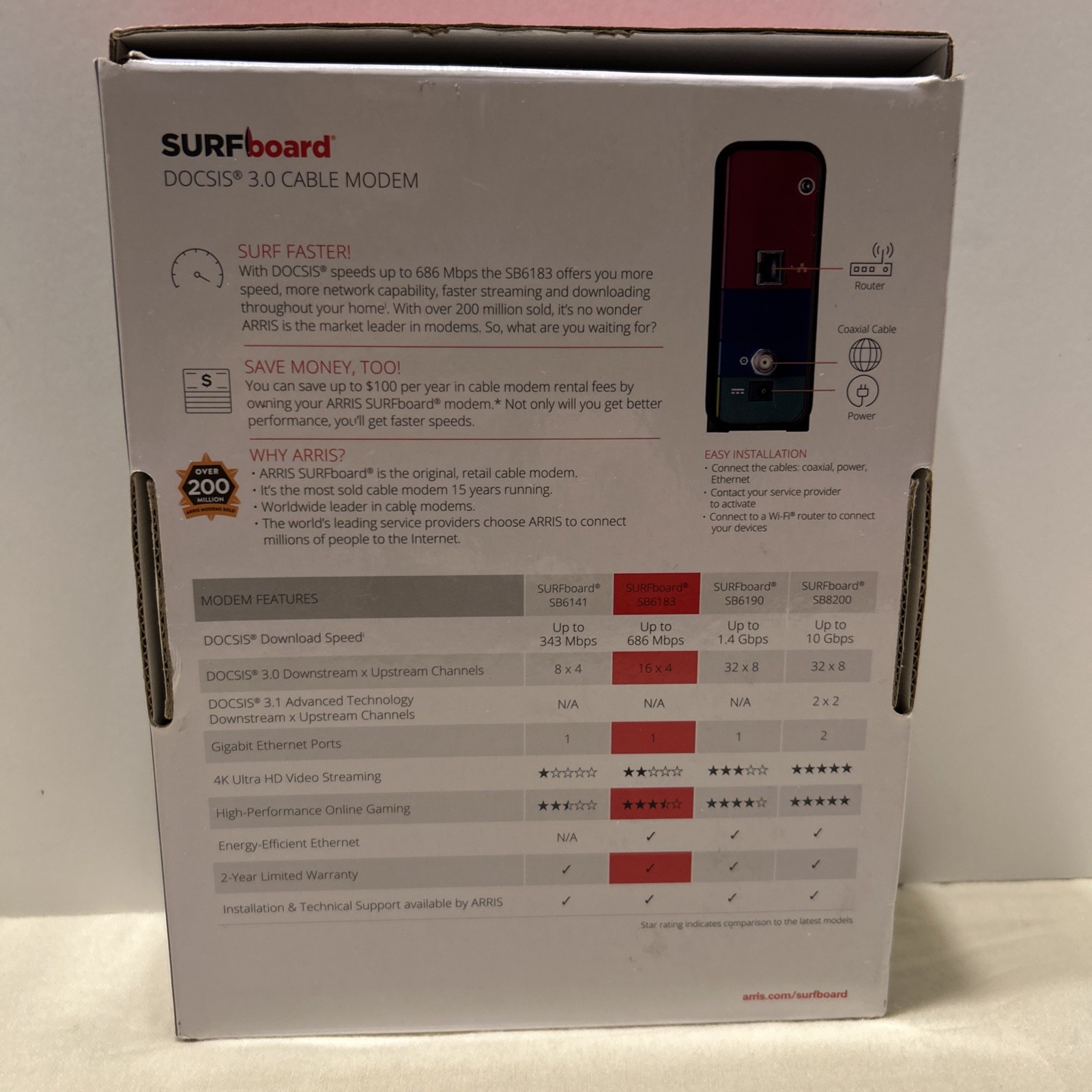 Arris Surfboard SB6183 Cable Modem 686 mbps Internet 16×4 Docsis 3.0 L1995