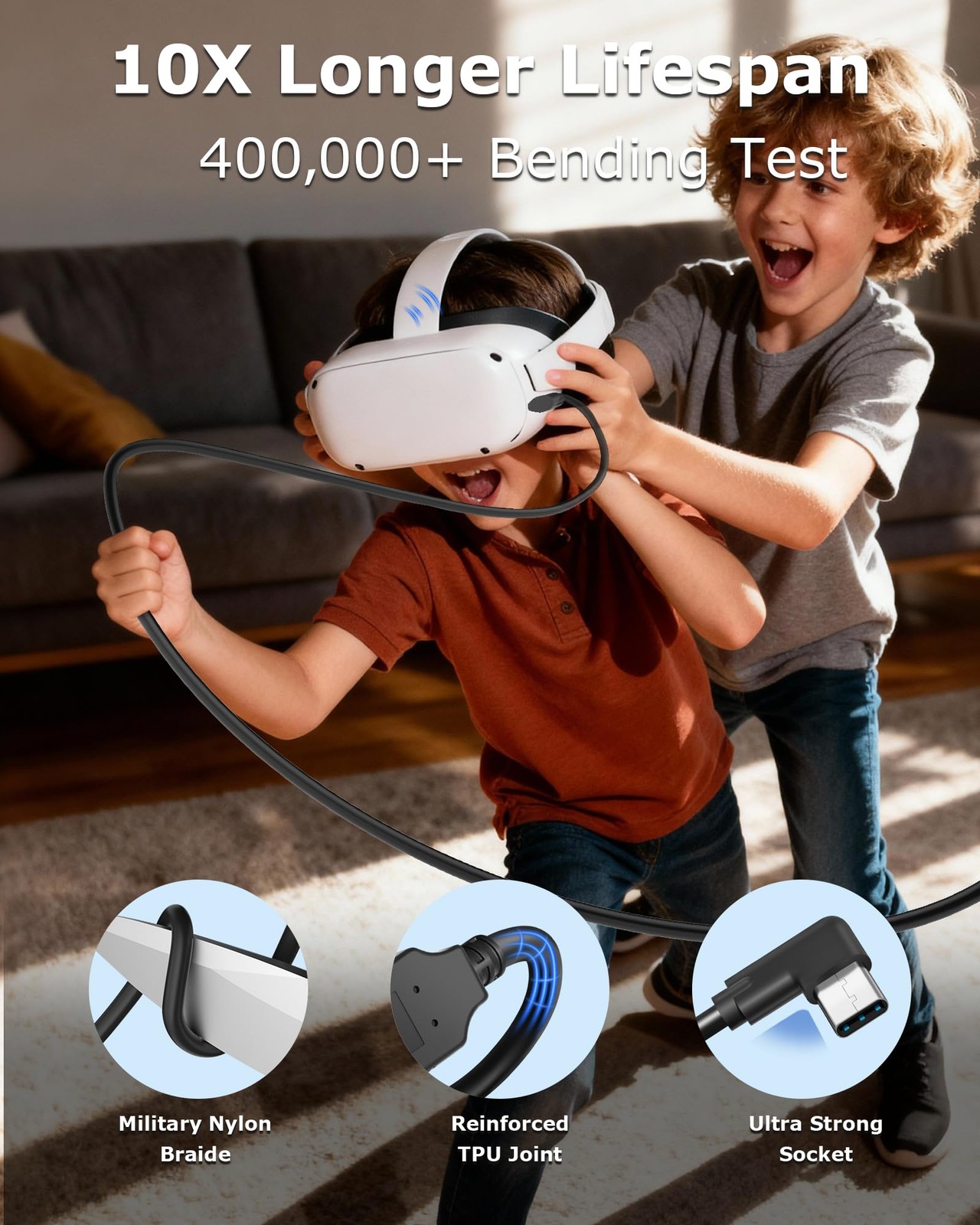 Link Cable Charging Meta Quest 3S Oculus 3 2/Pro Pico 4 USB 3.0 5Gbp Speed 16FT