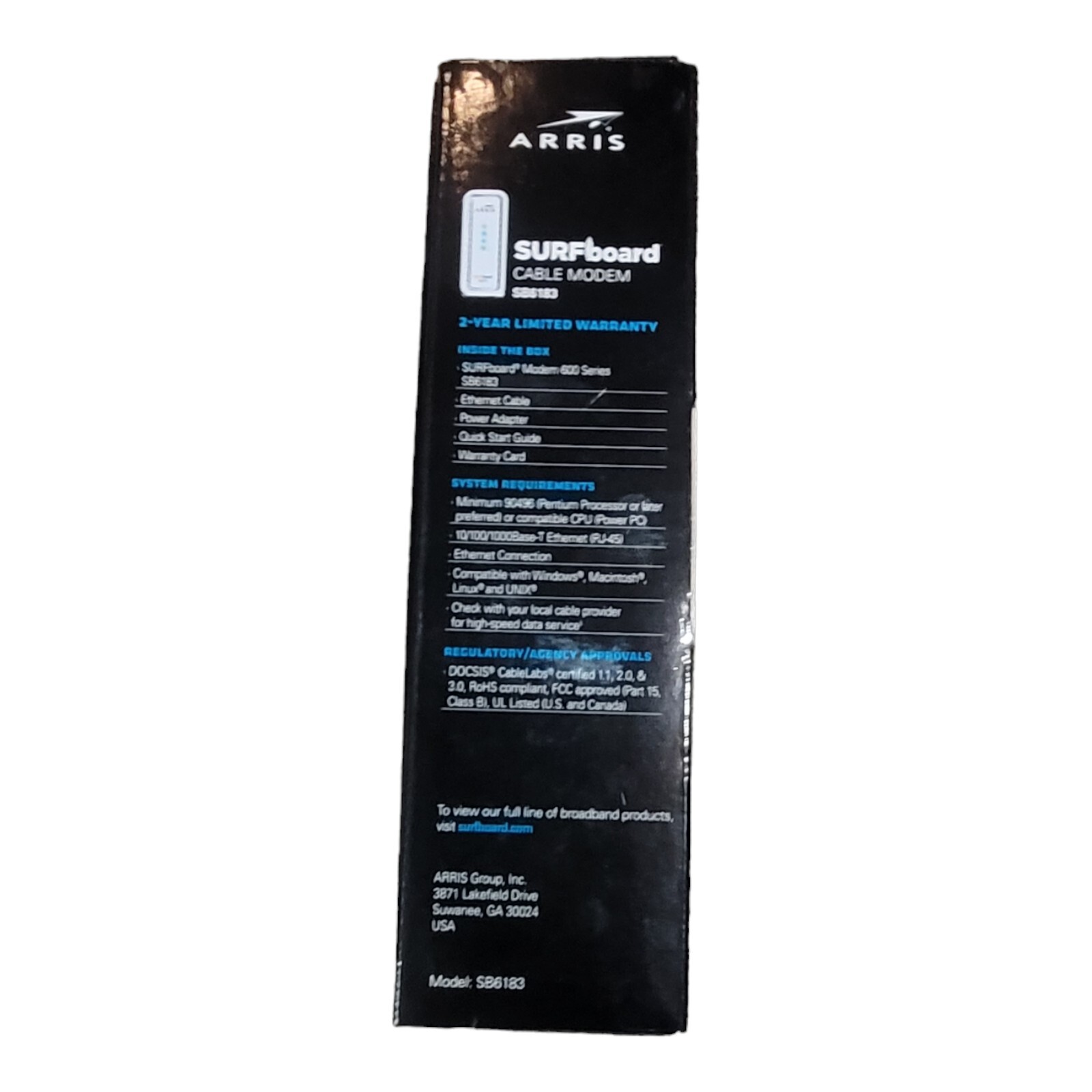 Arris Surfboard DOCSIS 3.0 Cable Modem Model SB6193 16×4 Speeds Open Box