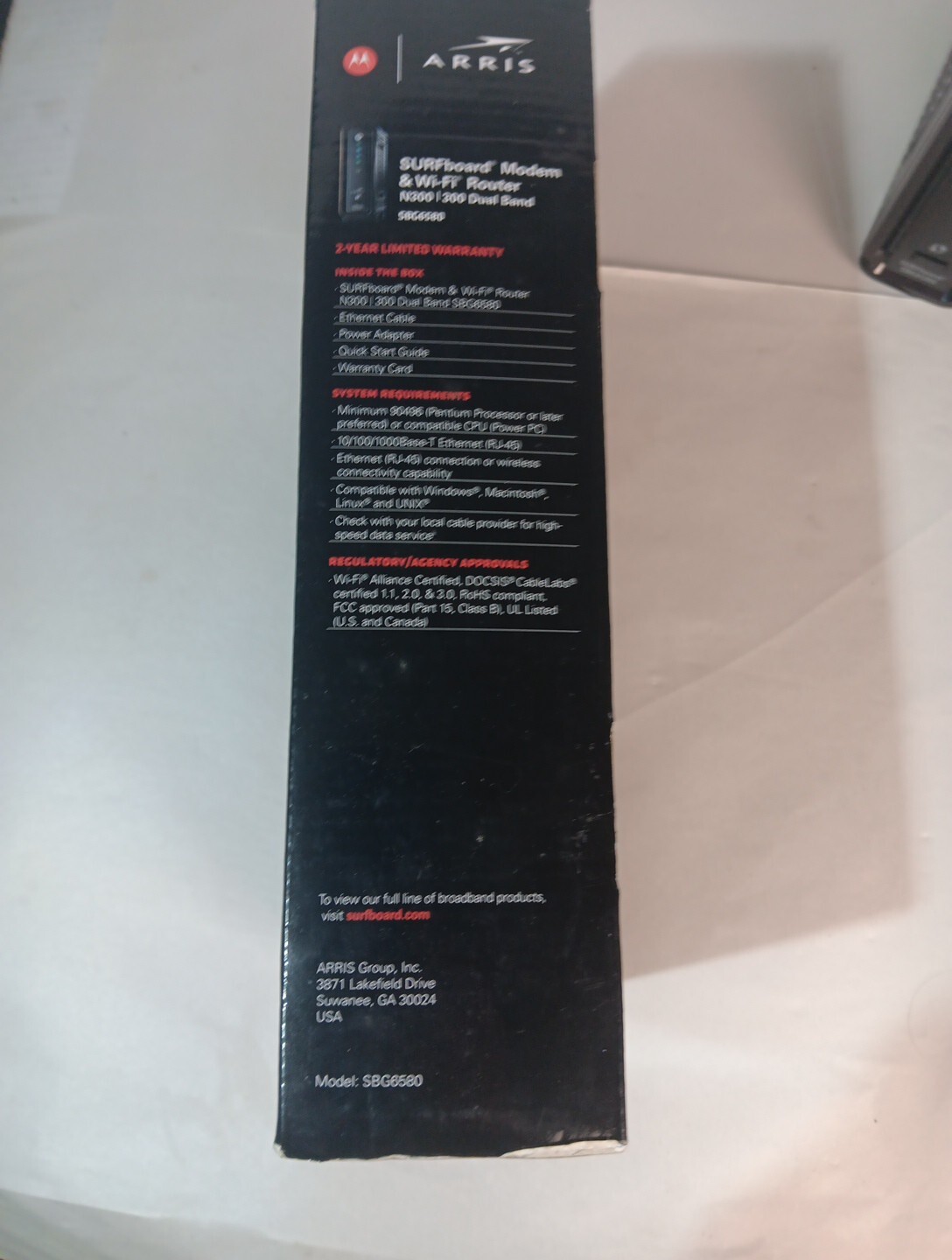 Motorola Arris SURFboard SBG6580 DOCSIS 3.0 Cable Modem Tested Wifi N300
