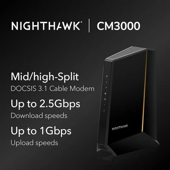 NETGEAR – Nighthawk Mid/High-Split DOCSIS 3.1 Cable Modem – Black