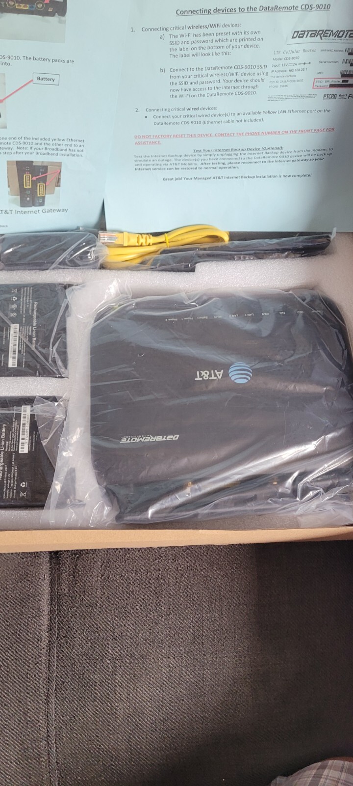 DataRemote CDS-9010 Cellular LTE Data Over Wireless Wifi Router ATT