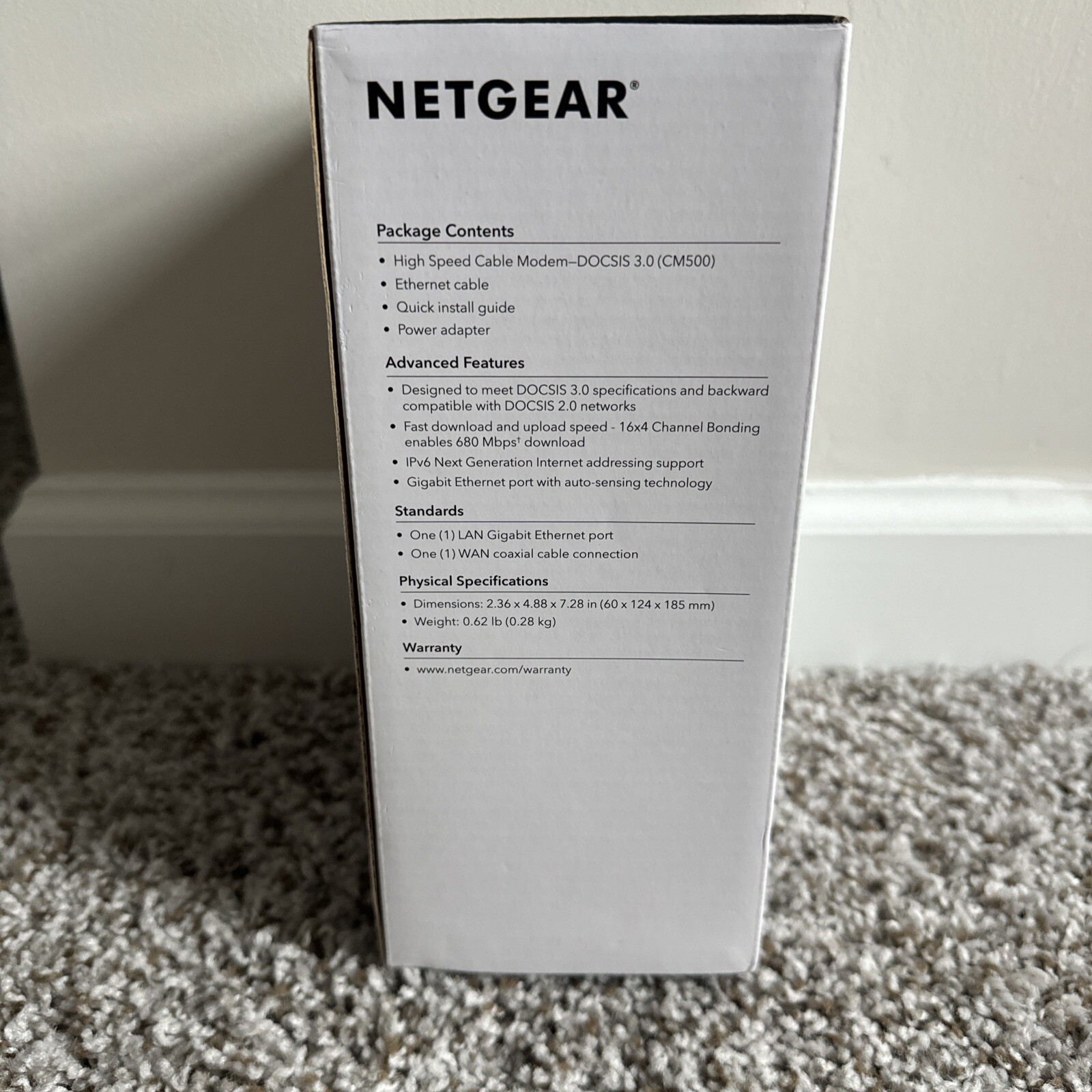 Netgear CM500 High Speed Cable Modem DOCSIS 3.0 Xfinity Cox Spectrum Comcast L77
