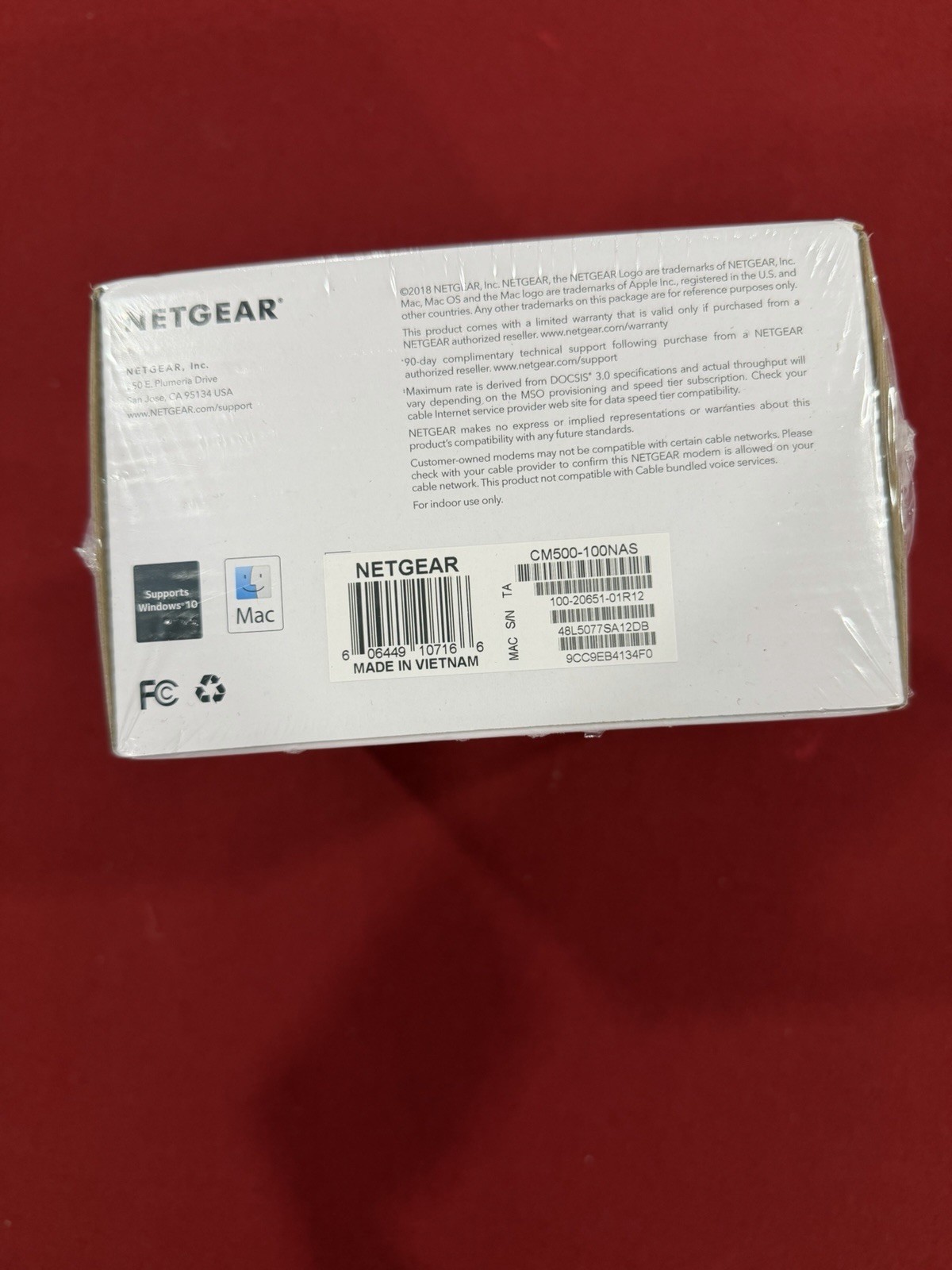 NETGEAR CM500 DOCSIS 3.0 Cable Modem 680 Mbps Gigabit Ethernet IPv6 Comcast