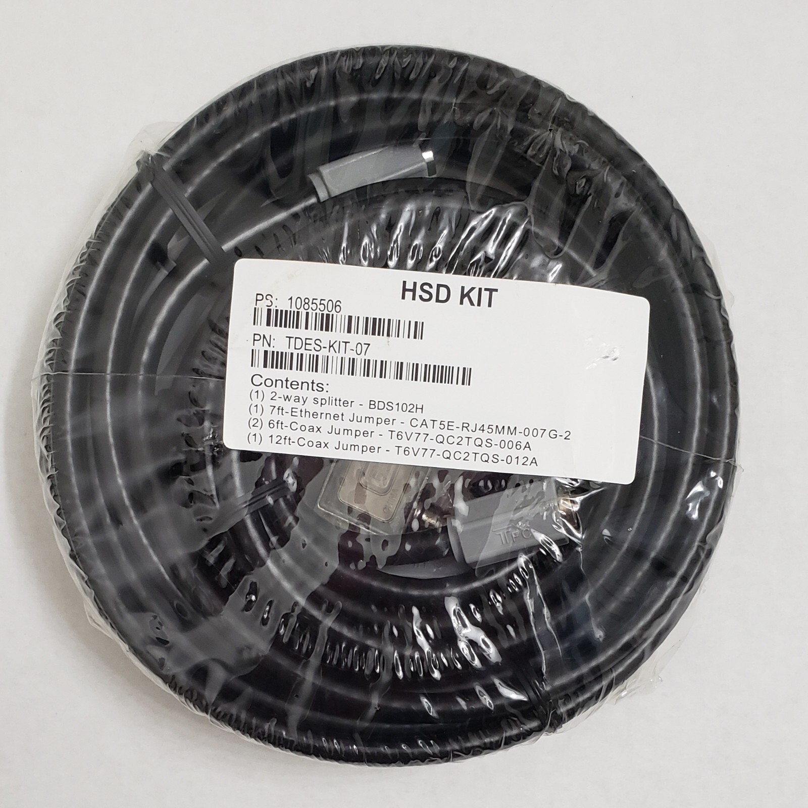 HSD Kit 7 ft Cat 5e & 6 ft and 12 ft. Coax Jumper Cables w/ 2-Way Splitter