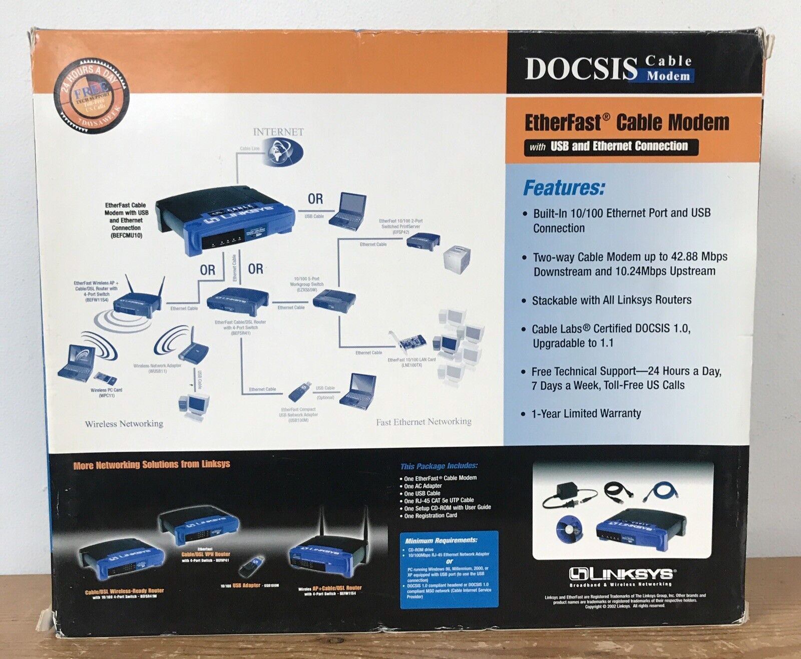 Linksys BEFCMU10 EtherFast Cable Modem With USB & Ethernet Connection