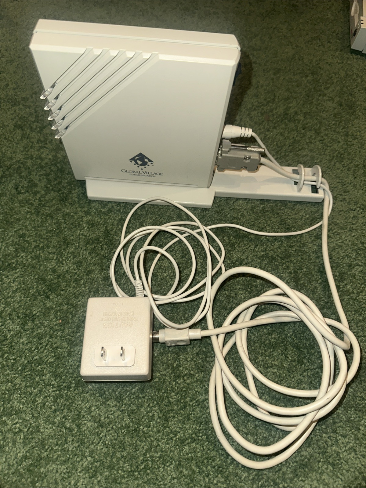 Global Village Comm. Model A800 Teleport/Gold Fax Modem With Adapter! – AS IS