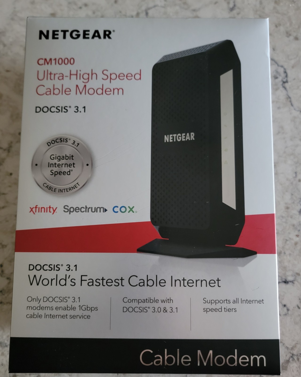 NETGEAR CM1000 DOCSIS 3.1 Cable Modem 1 Gbps Gigabit Ethernet CM1000-100NAS