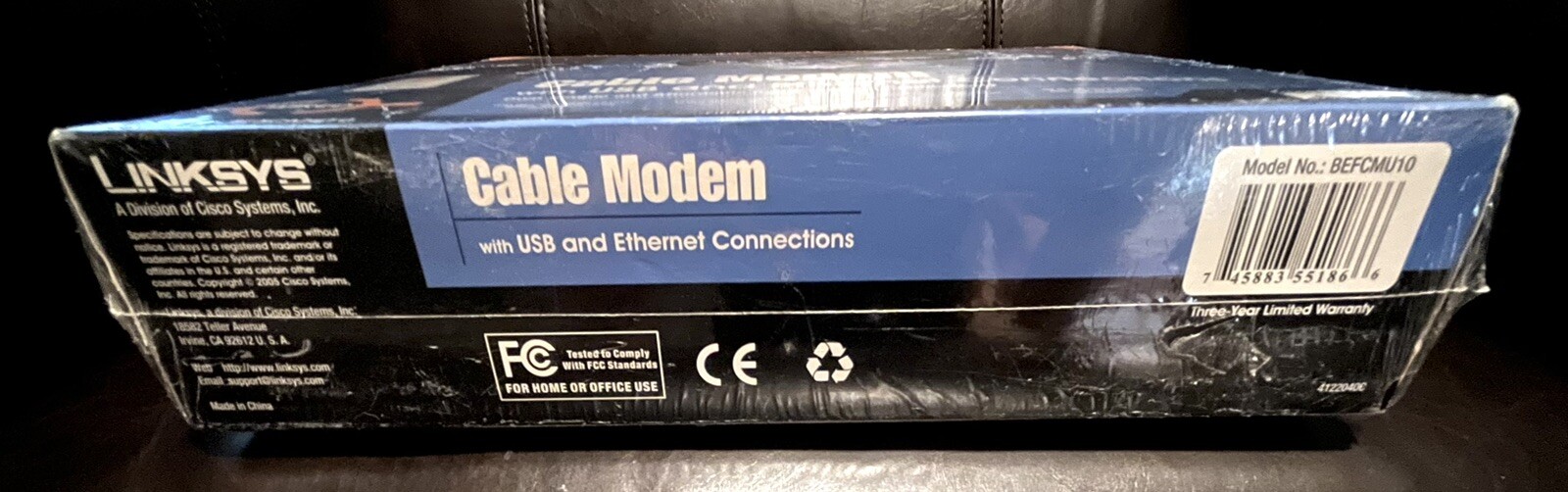 Linksys BEFCMU10 Black Blue Wired Cable Modem with USB and Ethernet Connections