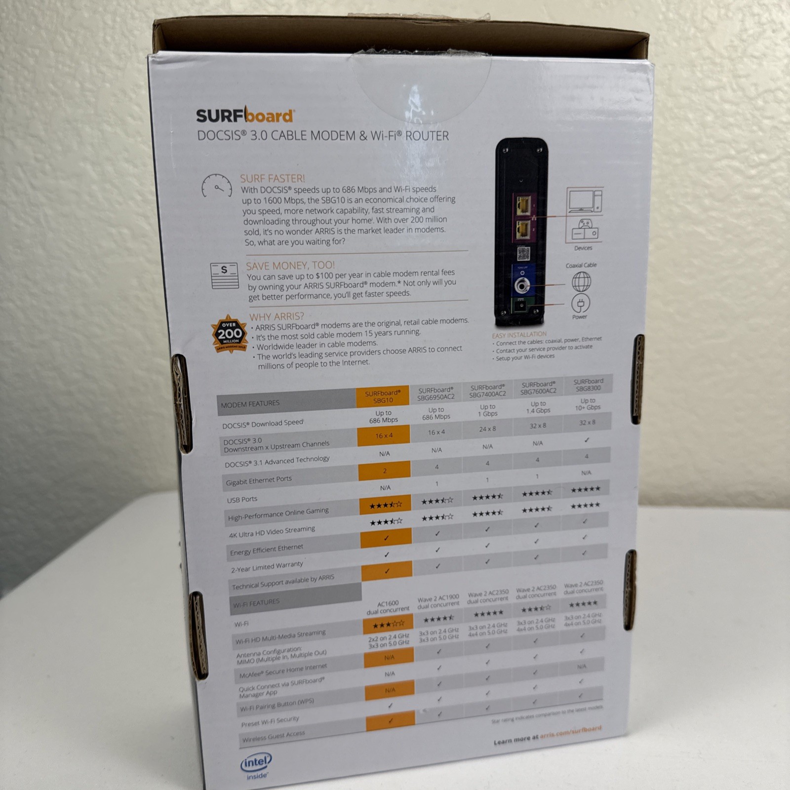 Arris SBG10 Cable Modem Router Combo DOCSIS 3.0 16 X 4 GB Comcast Xfinity, Cox