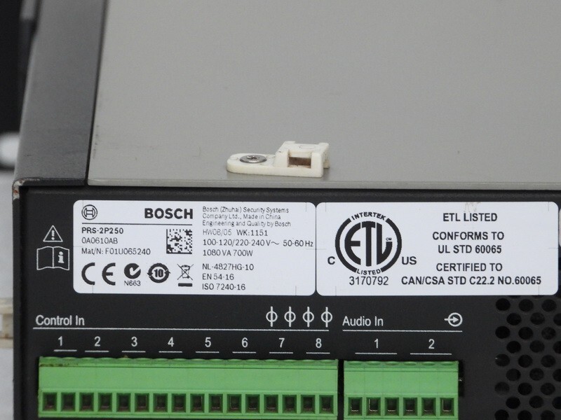 BOSCH PRS-2P250 PUBLIC ADDRESS PA SOUND SYSTEM POWER AMPLIFIER UNIT