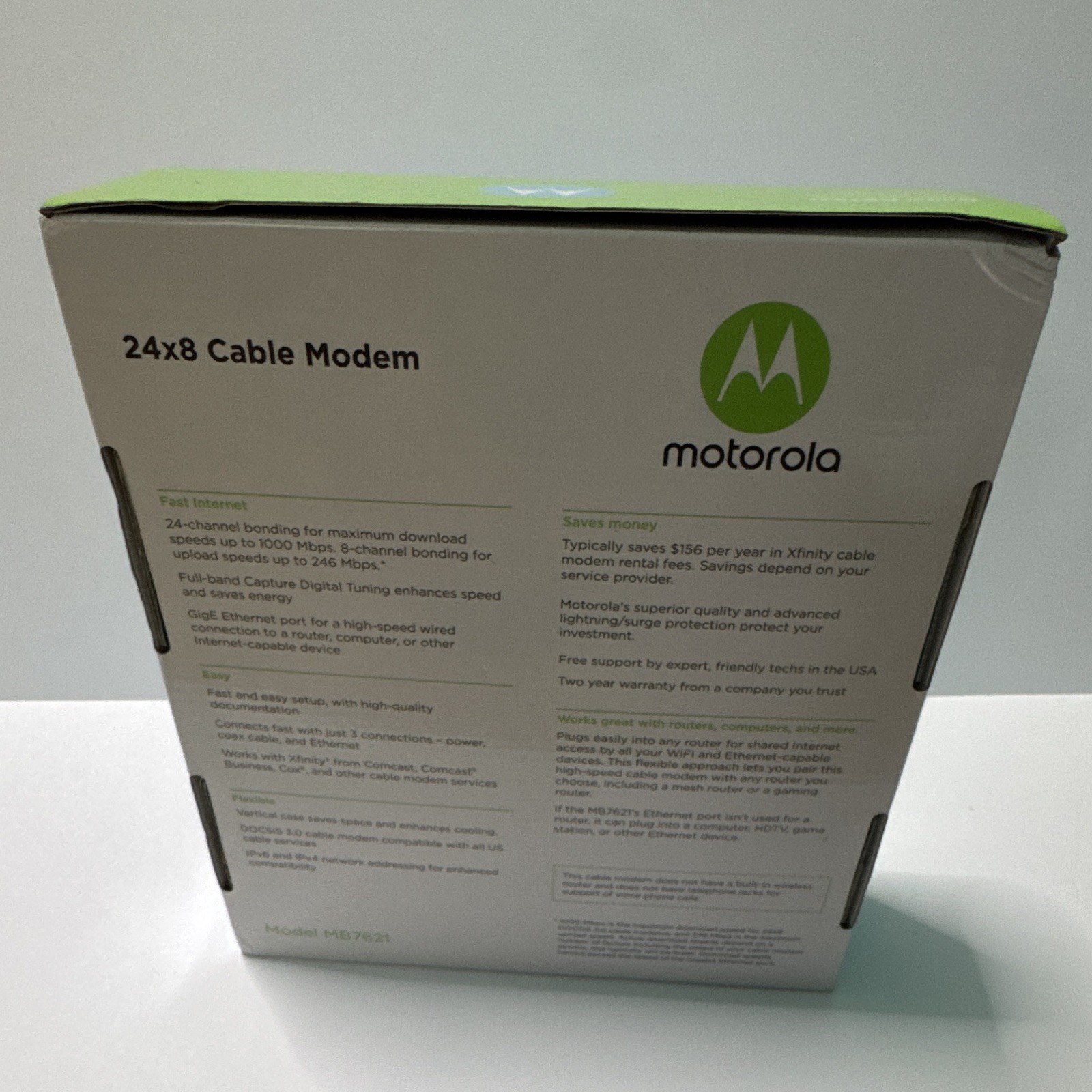 Motorola MB7621 DOCSIS 3.0 24×8 Cable Modem 1000+ Mbps Xfinity Black NO CABLES