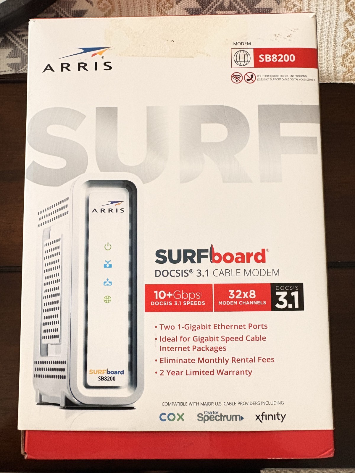 ARRIS SURFboard SB8200 DOCSIS 3.1 10+gbps 32×8 Modem channels