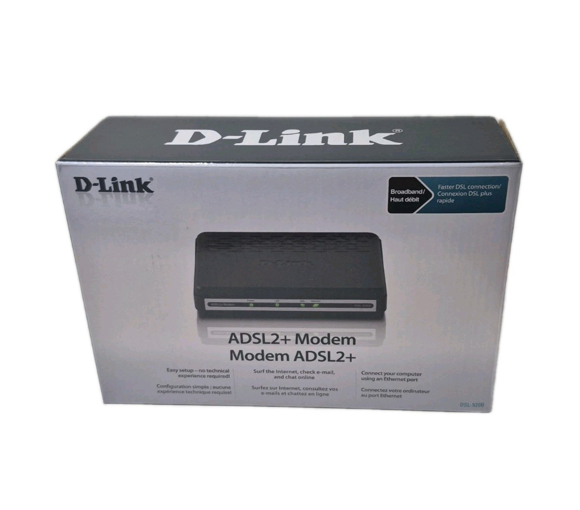 D-Link ADSL2+modem (DSL-520B) Broadband Faster DSL Connection New Open Box