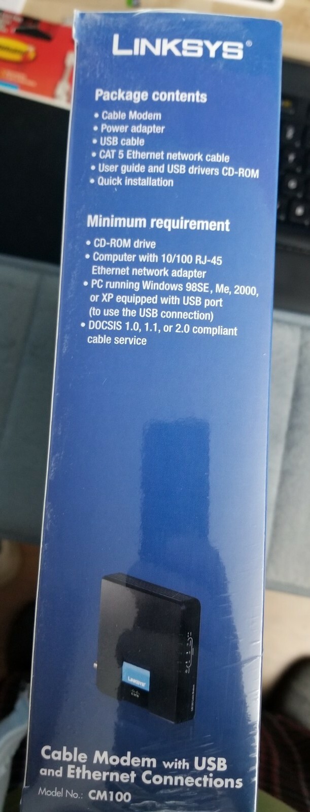 Cisco-Linksys Cable Modem with Ethernet USB Connection. CM100 Brand New