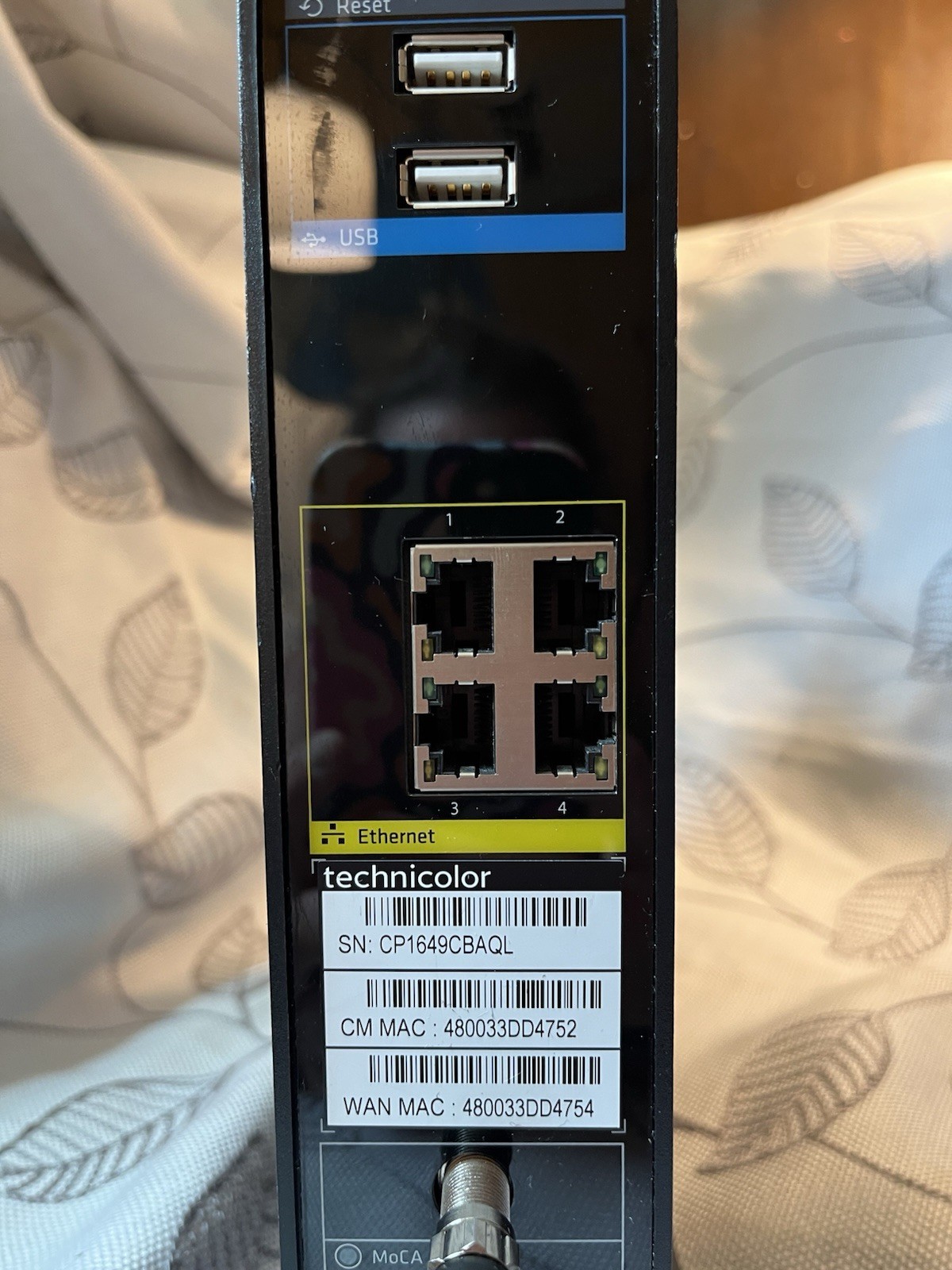 Technicolor Model-TC8715D Wireless Gateway TV Cable Modem Ethernet