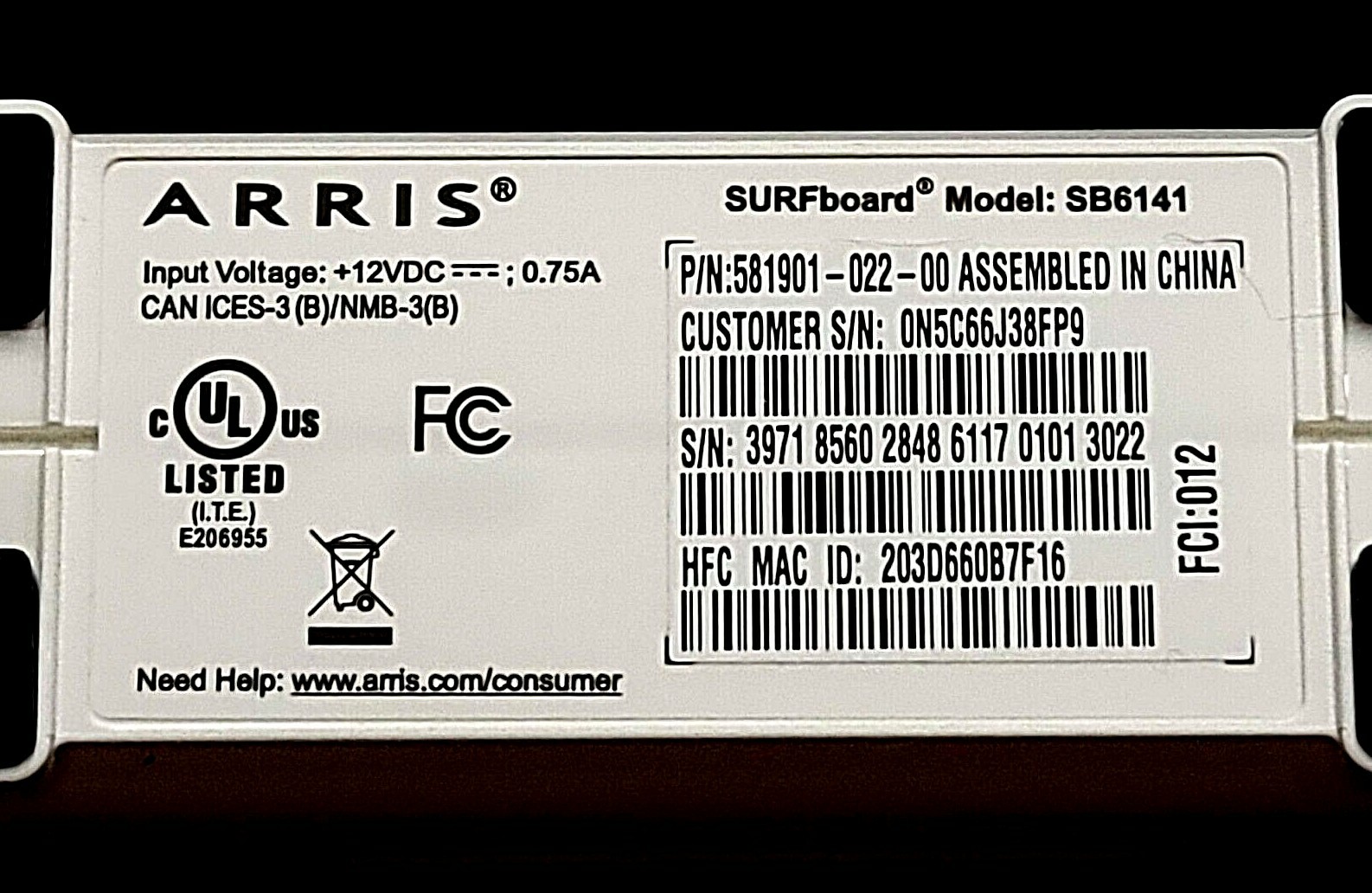 Arris SURFboard Cable Modem SB6141 DOCSIS 3.0 Ethernet Speed Up To 343 MBPS