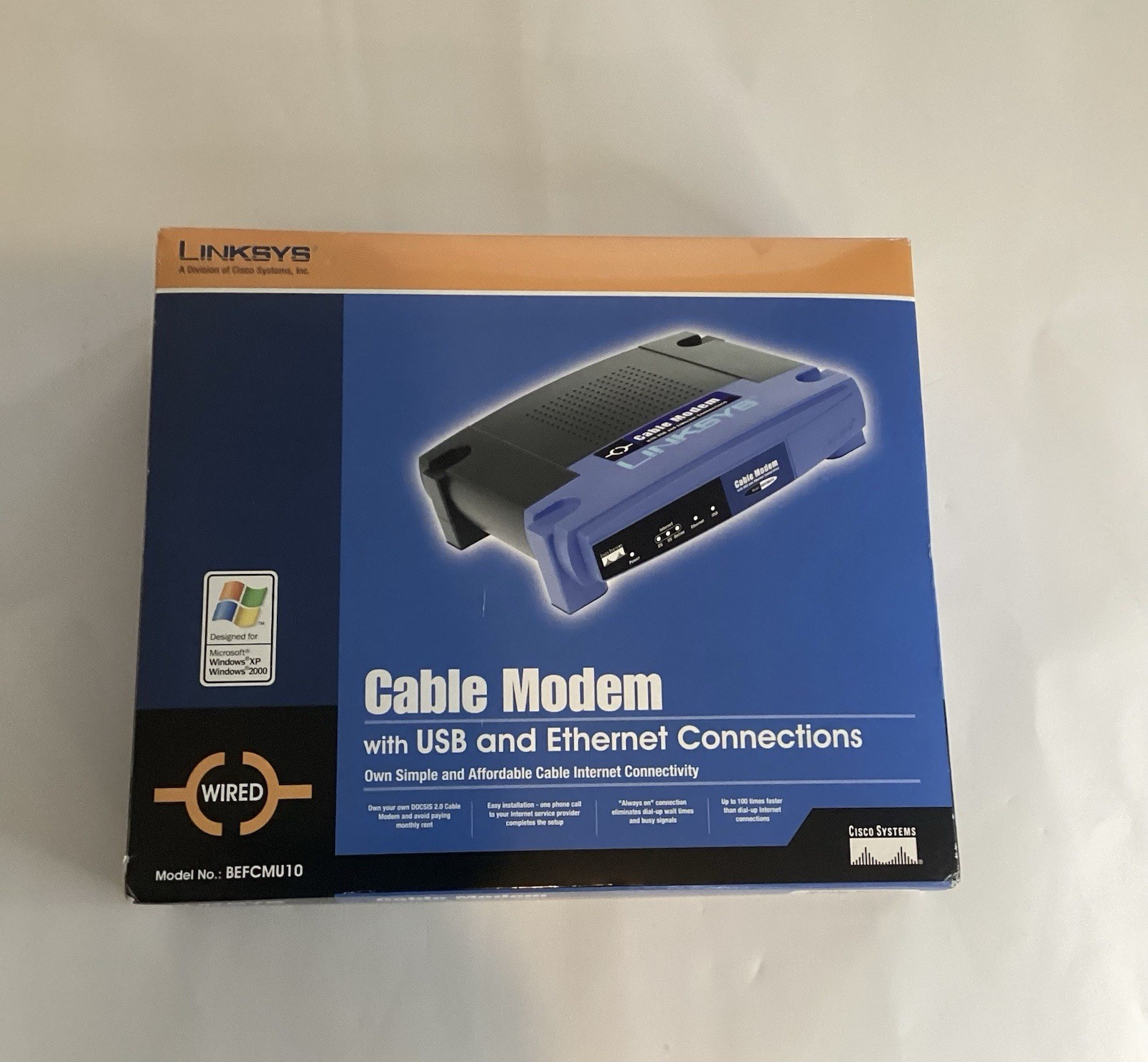 Linksys Model Befcmu10 Cable Modem W/ USB & Ethernet Connection Wired
