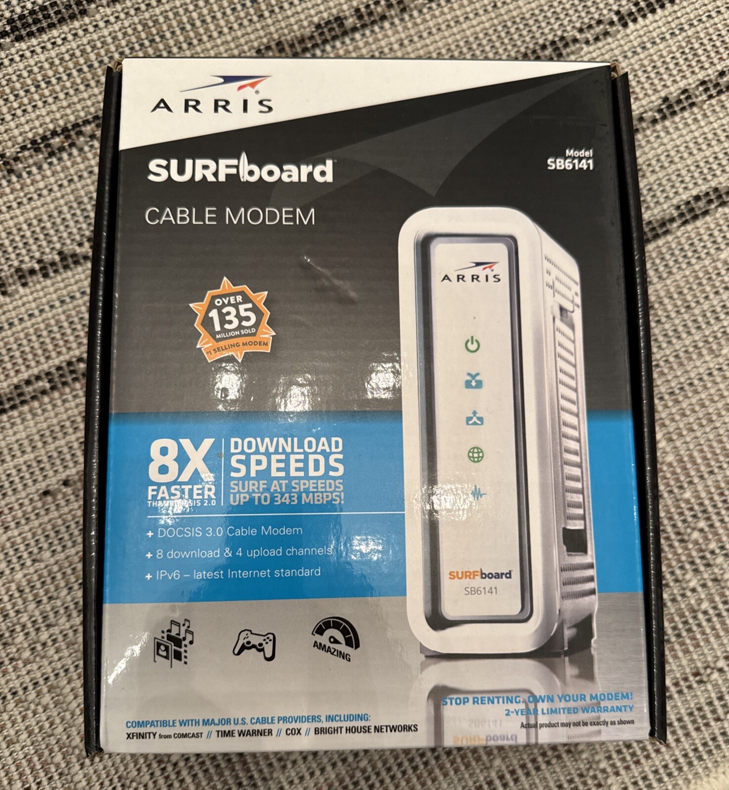 IOB Motorola ARRIS SURFboard SB6141 DOCSIS 3.0 Cable Modem 400 Series Black