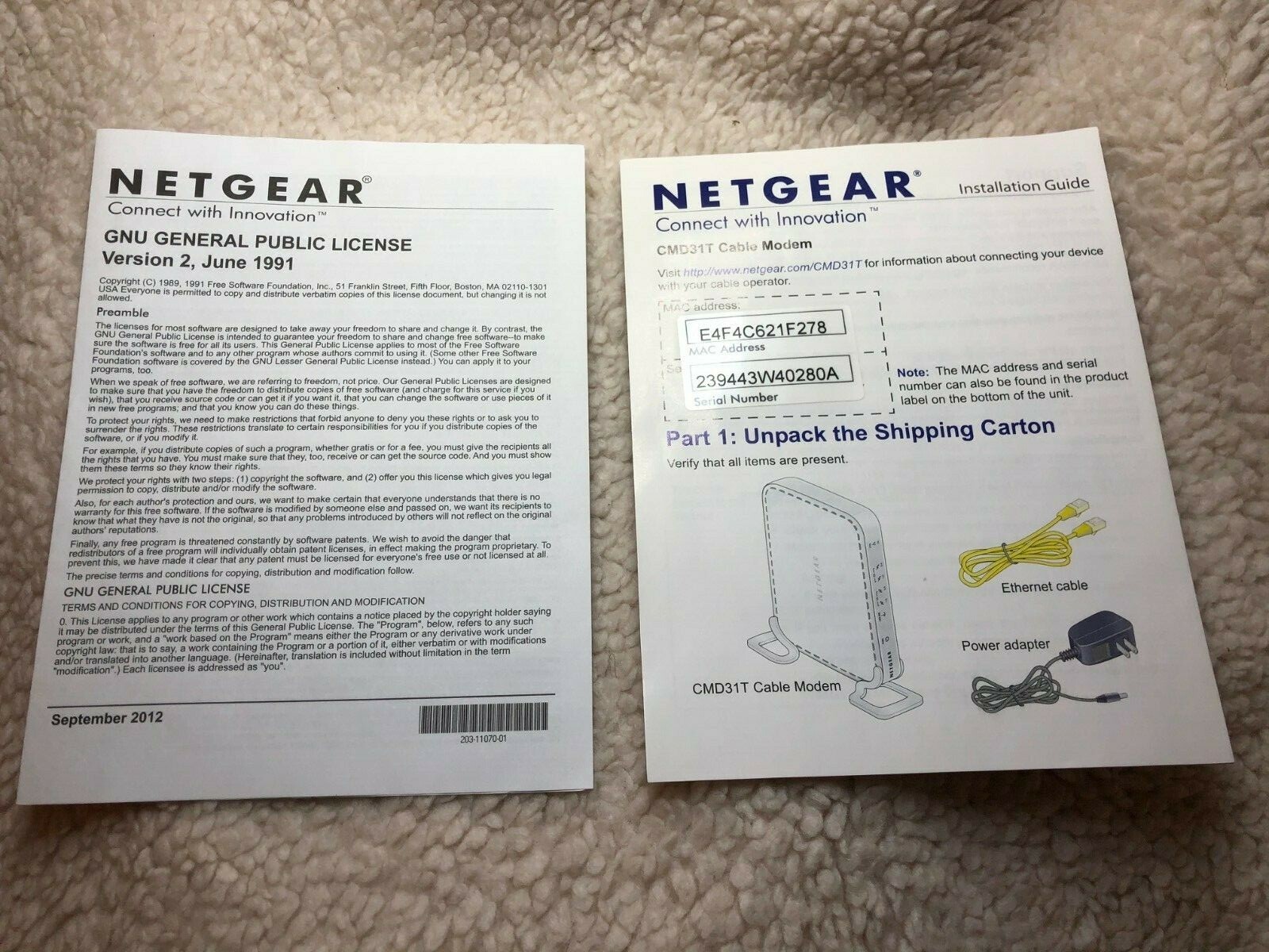 NETGEAR CMD31T-100NAS Cable Modem