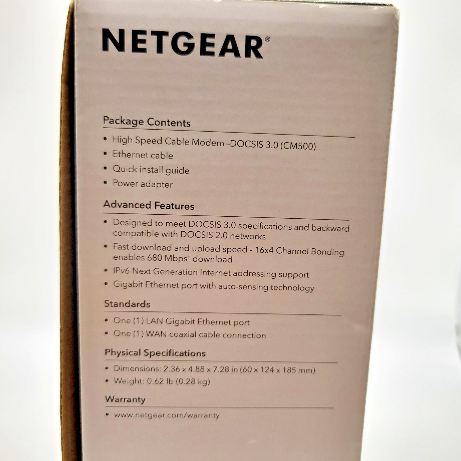 Netgear CM500 DOCSIS 3.0 High Speed Cable Modem, CM500-100NAS Tested