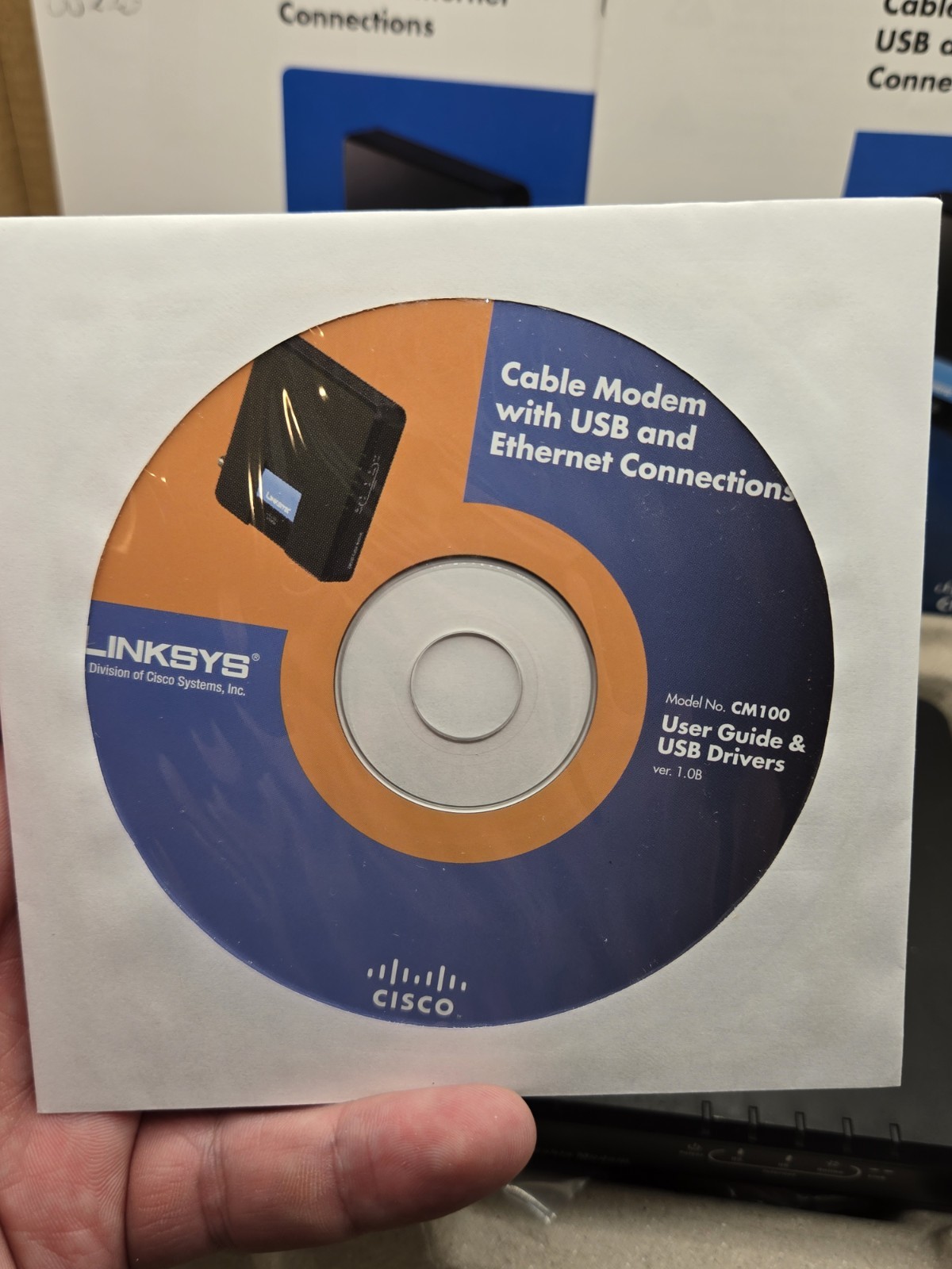 Cisco-Linksys Cable Modem with Ethernet USB Connection CM100 100% Complete