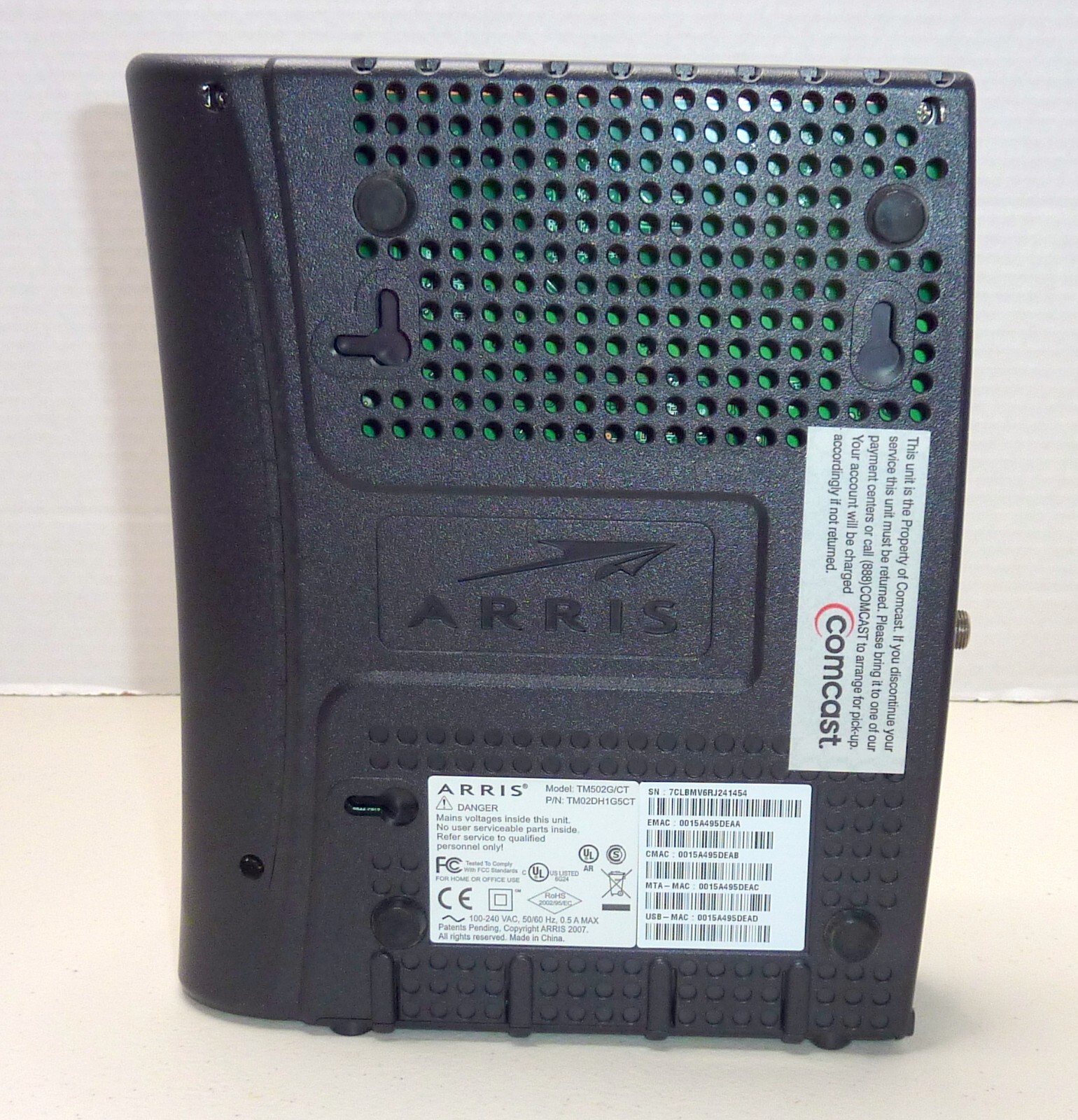Arris TM502G Touchstone Telephony Modem Comcast VoIP Internet Cable Working