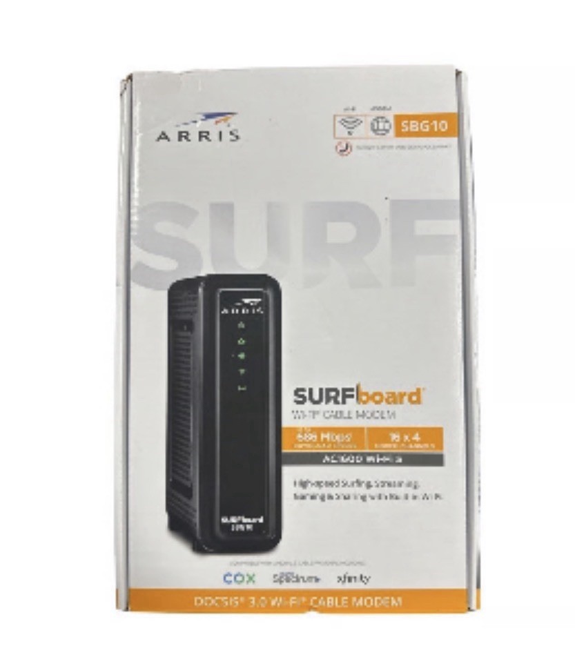ARRIS SBG10 SURFboard AC1600 Dual-Band Cable Modem Router – Black