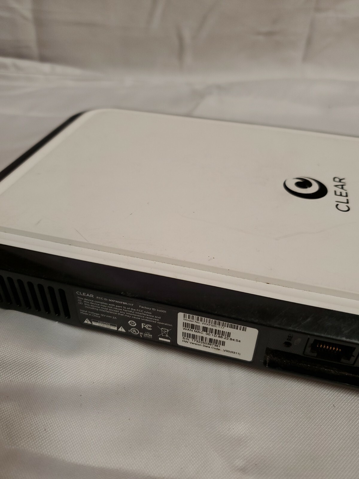 CLEAR Wireless Home Internet Modem WIXFBR-117 No Power Cable