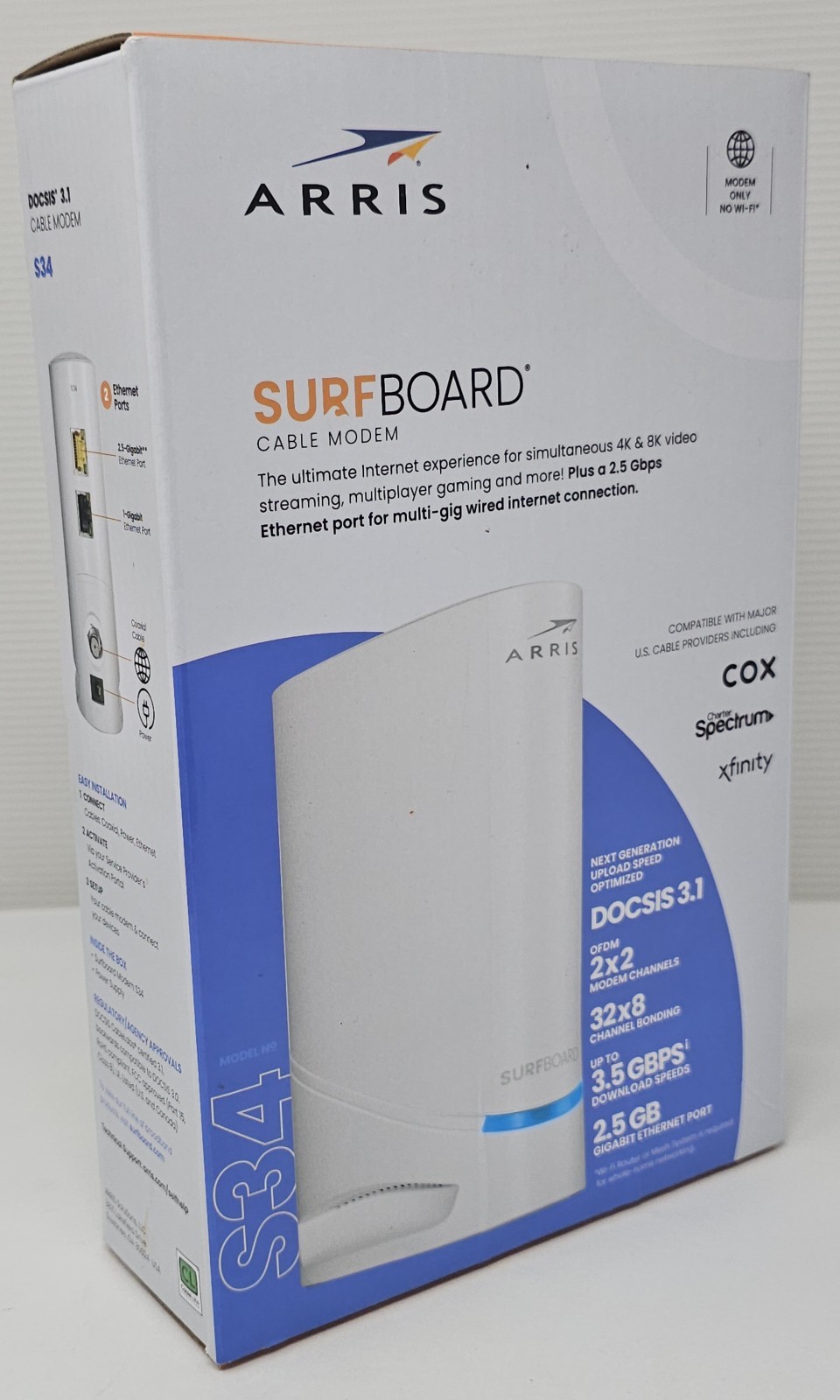 ARRIS S34 Surfboard DOCSIS 3.1 Multi-Gigabit Cable Modem for Xfinity Open Box