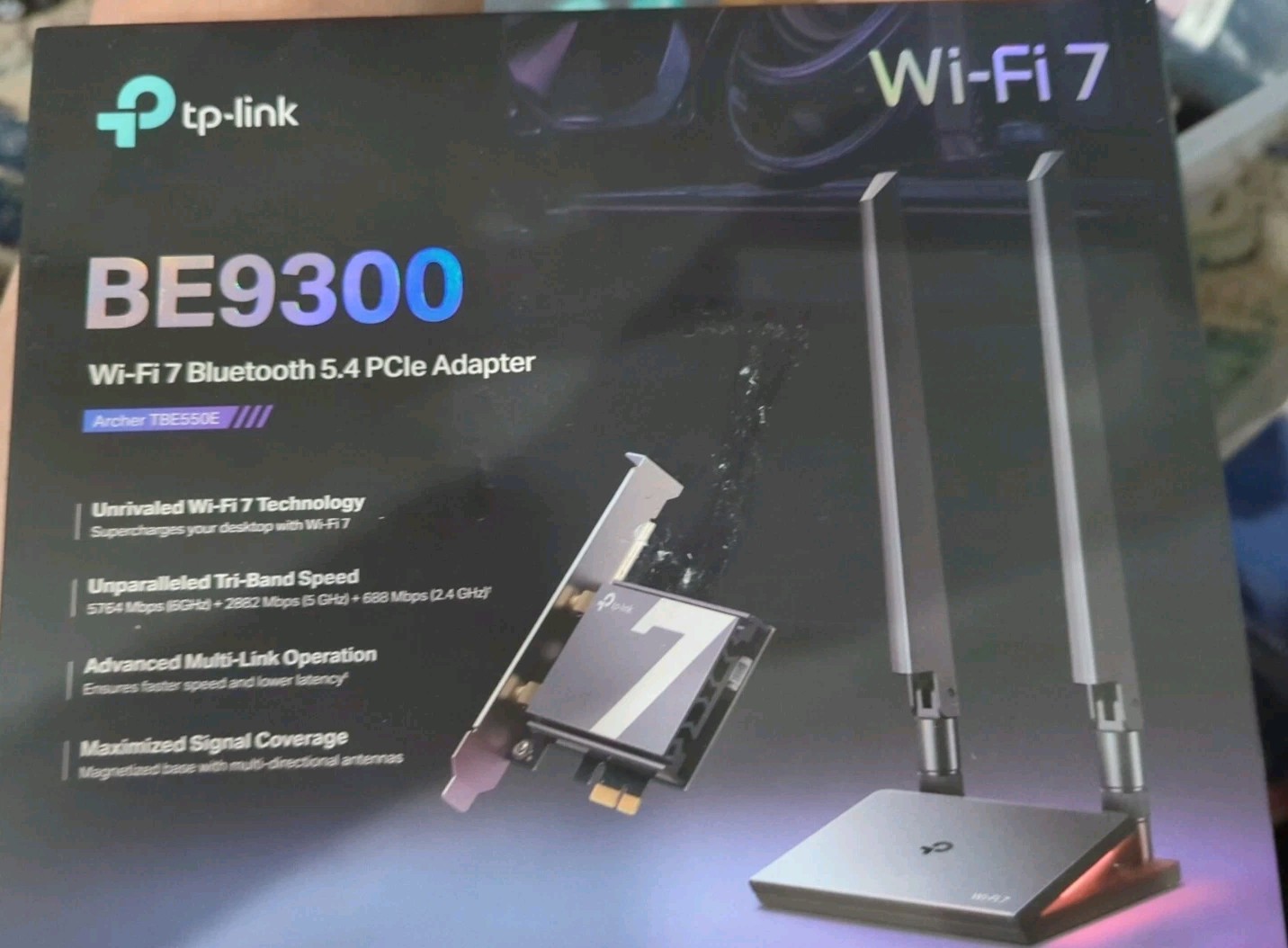 TP-Link | TBE550E BE9300 | Wi-Fi7 Bluetooth PCIe Adapter Tri-Band Bluetooth 5.4