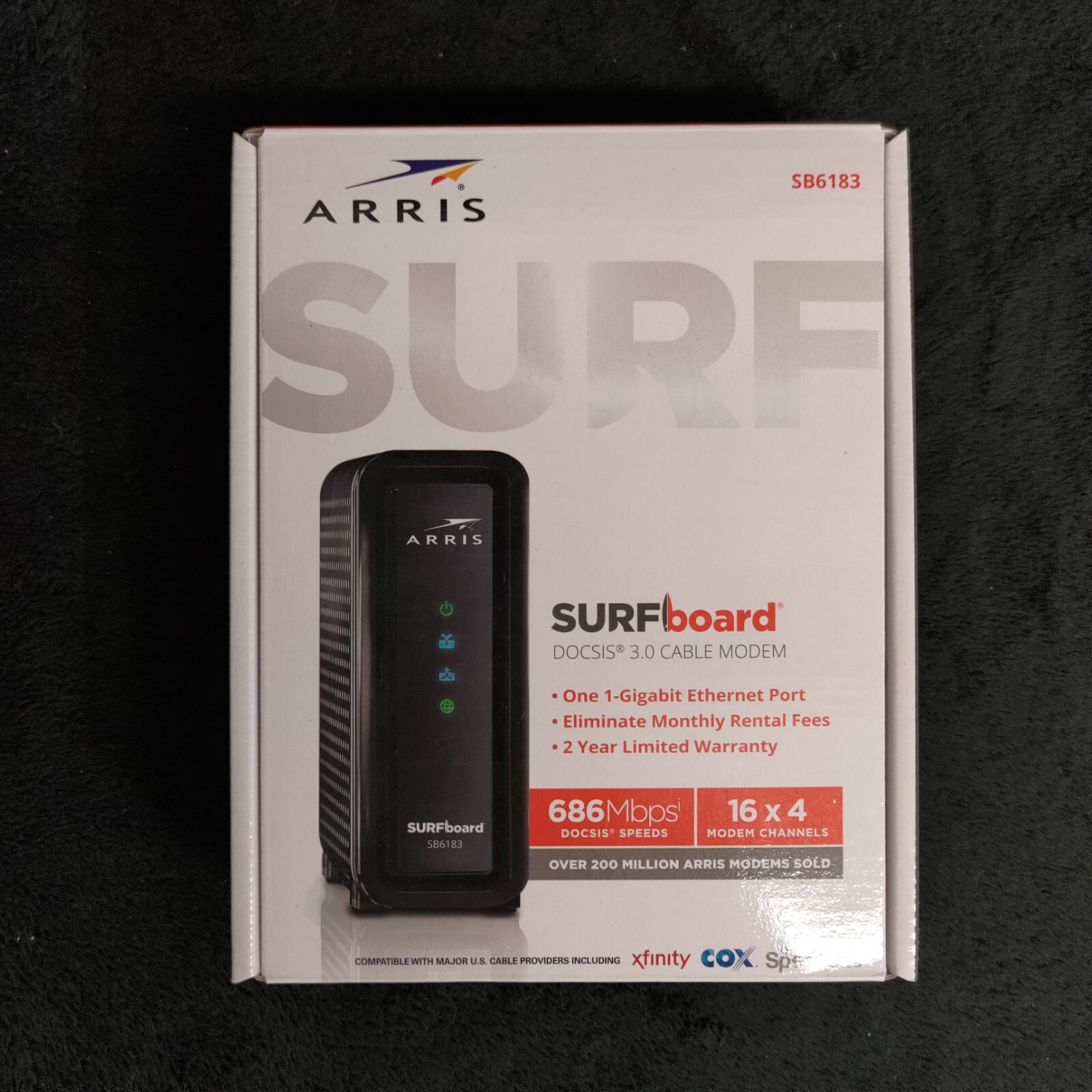 ARRIS SURFboard (16×4) DOCSIS 3.0 Cable Modem SB6183 Black 612572216712