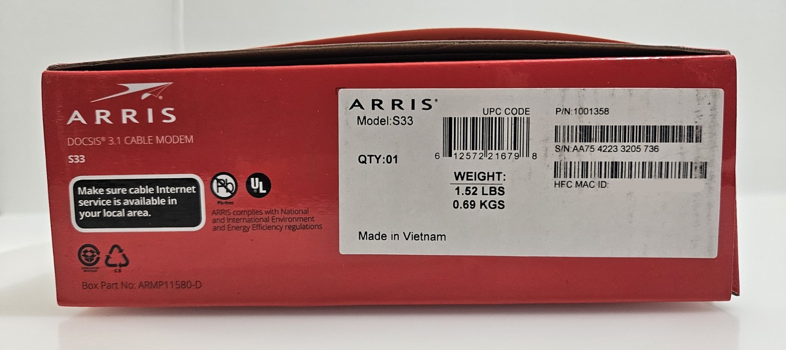 ARRIS – SURFboard S33 32 x 8 DOCSIS 3.1 Multi-Gig Cable Modem with 10+ Gbps