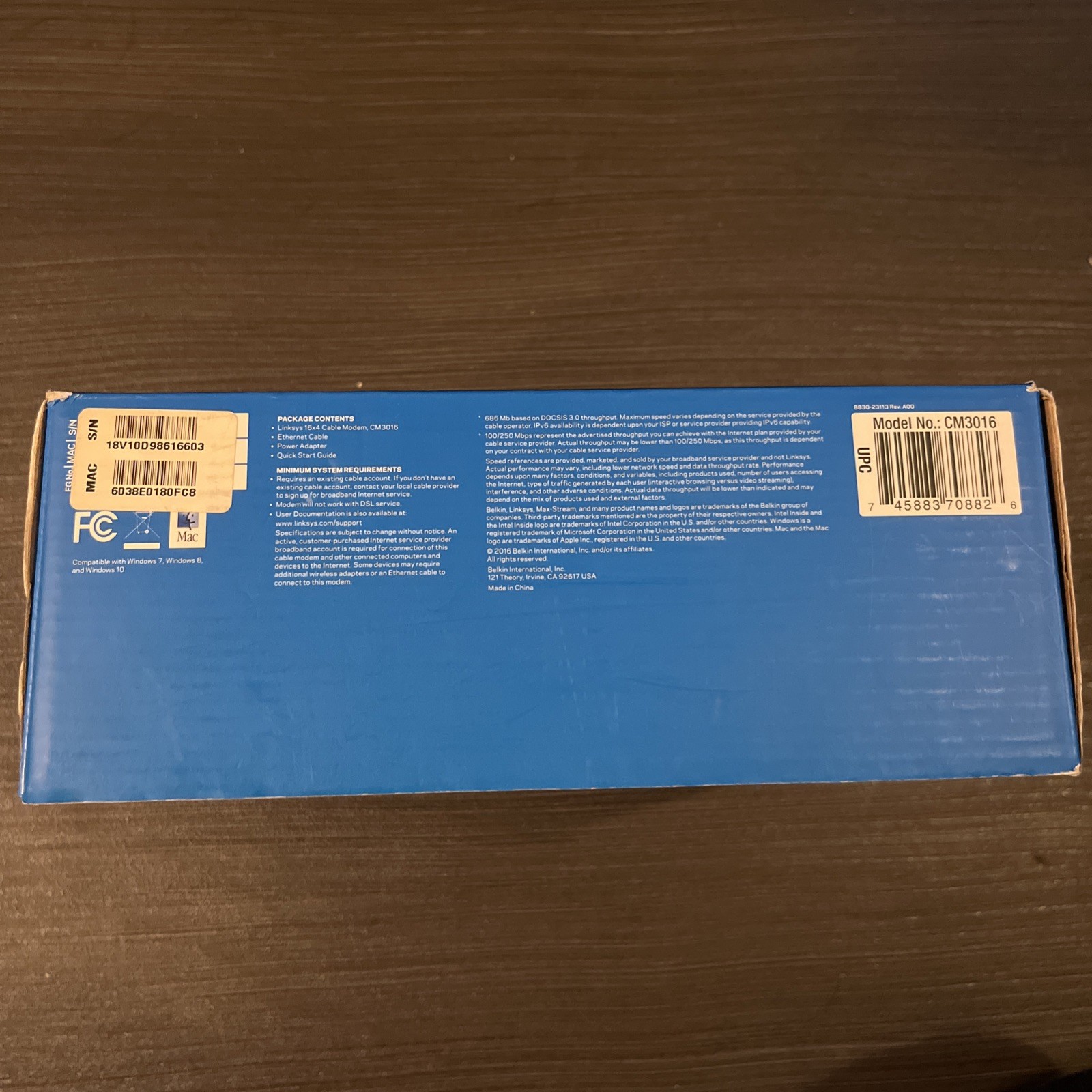 Linksys Cable Modem Model CM3016 DOCSIS 3.0