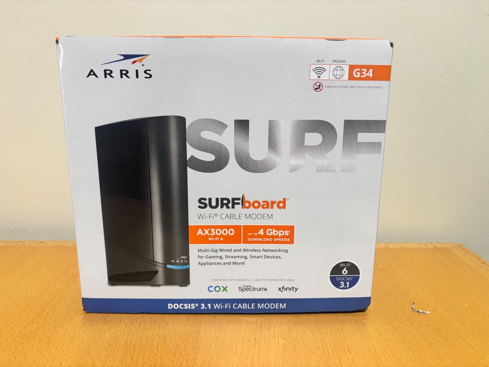ARRIS Surfboard G34 WiFi 6 Cable Modem Router AX3000 Dual-Band