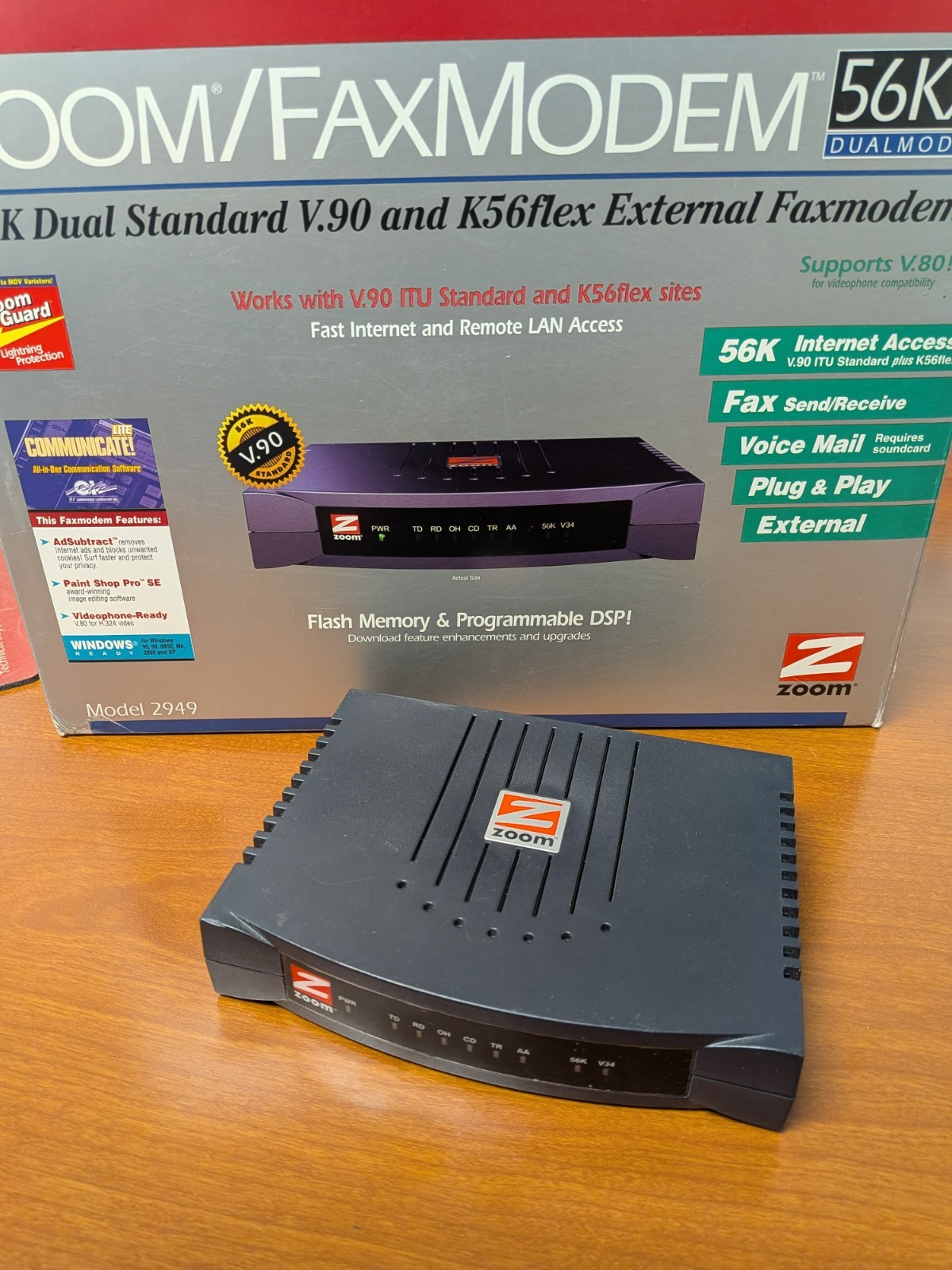 Zoom Fax Modem Voice Mail 56K V.90 External USB Model 2986 UNUSED