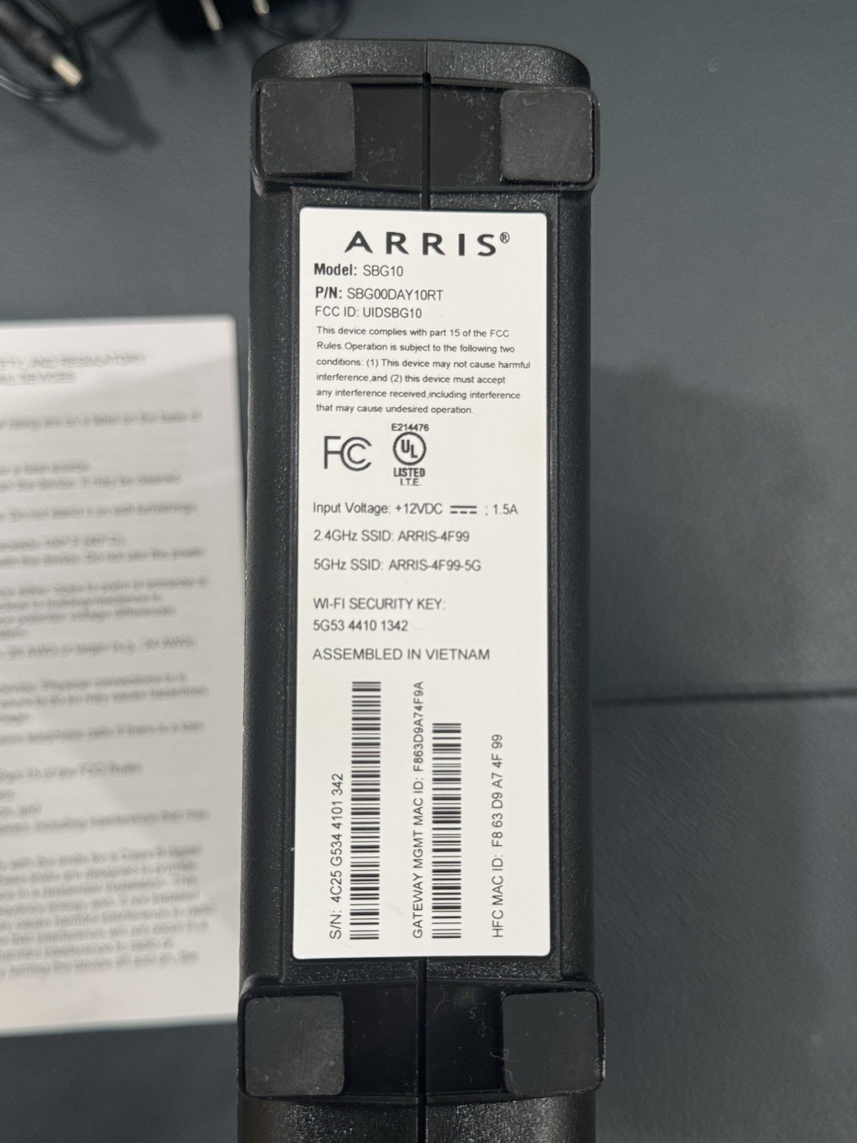 ARRIS(SBG10)-Cable Modem Router Combo- DOCSIS 3.0. WiFi Internet Speeds