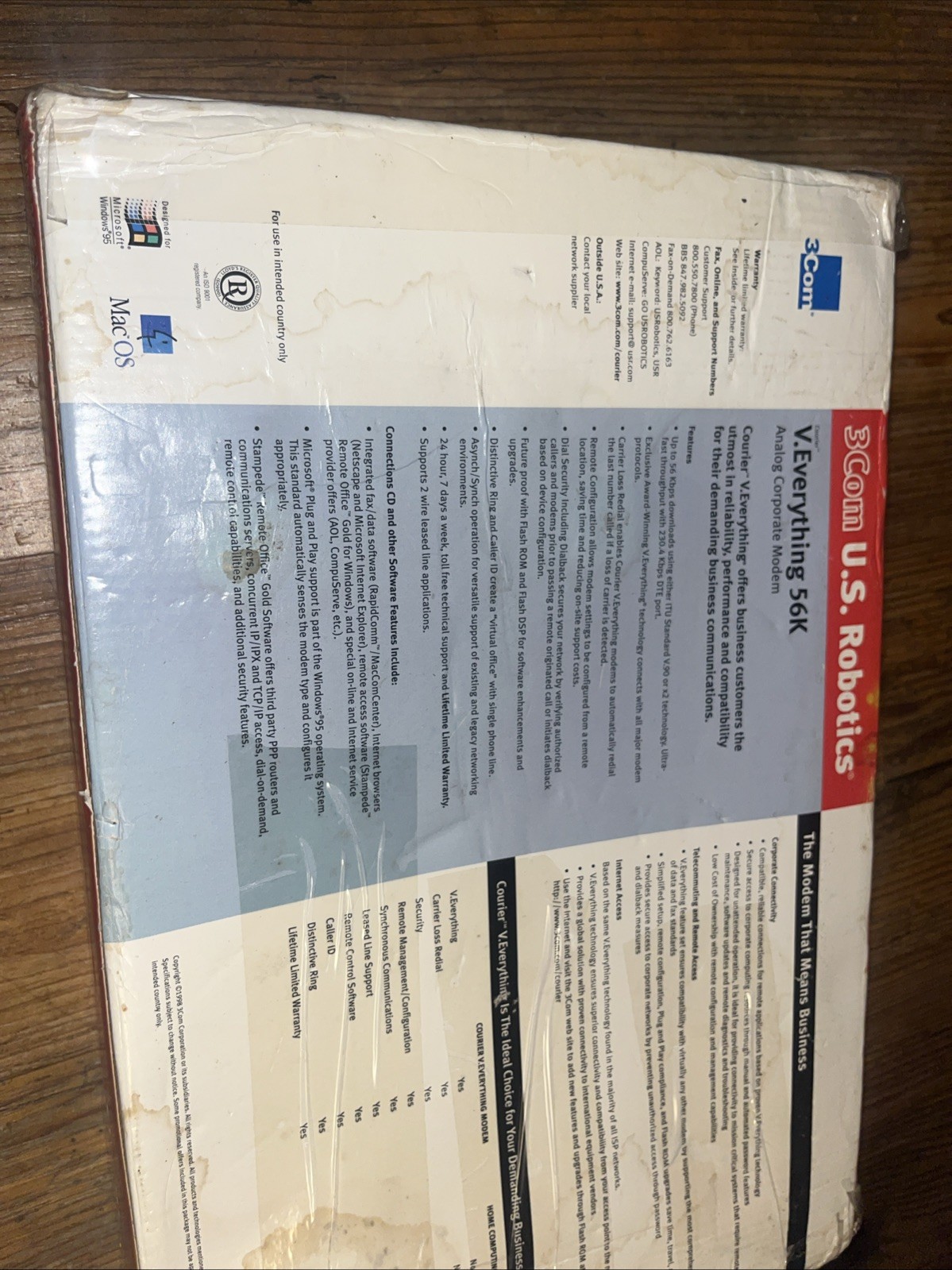 USRobotics V Everything Courier 56K (USR3453B) 56 Kbps Analog Modem – Open Box