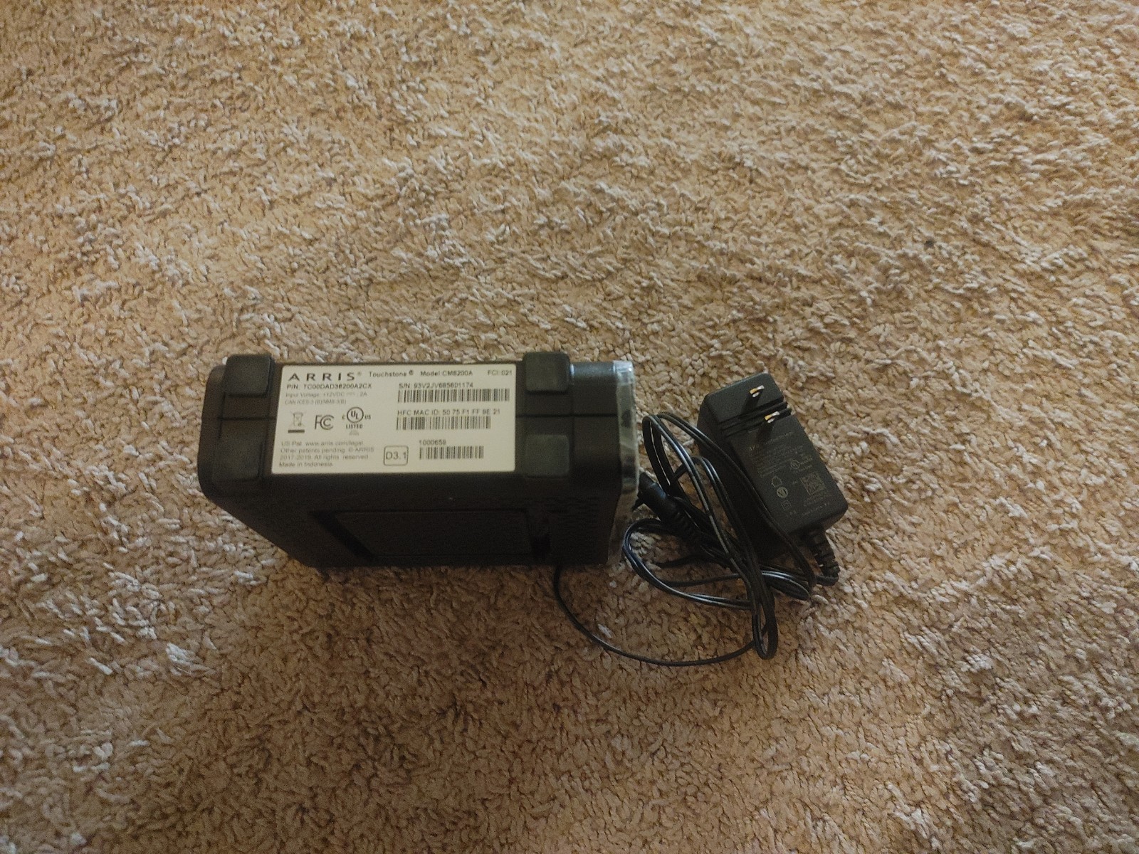 Arris Touchstone CM8200A DOCSIS 3.1 Cable Modem, CAT5 + Power Supply