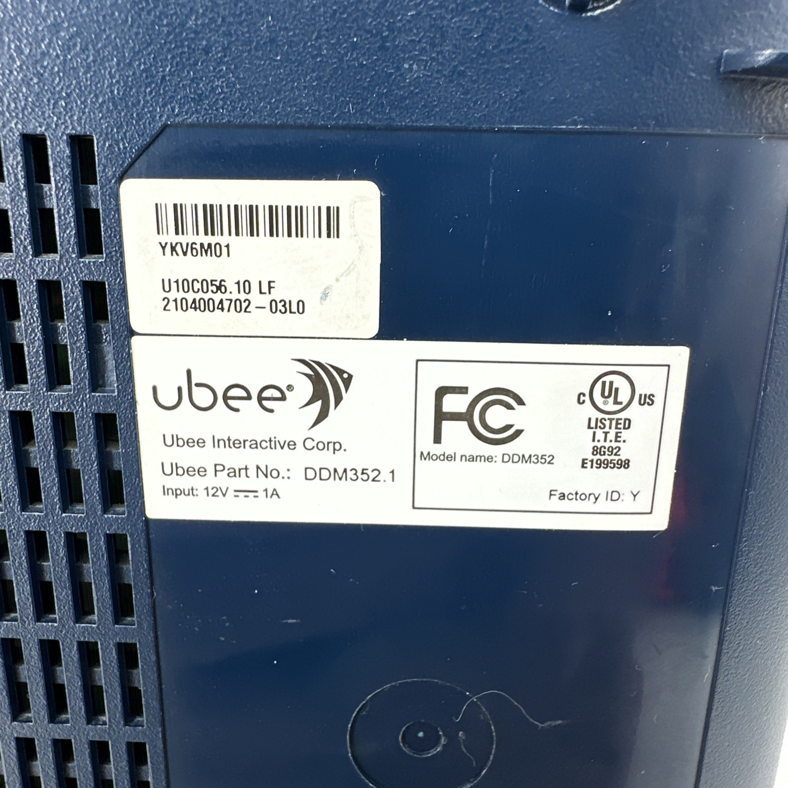 Ubee DDM352.1 DOCSIS 3.0 Cable Modem Fast Ethernet &Coaxial Used Tested Working
