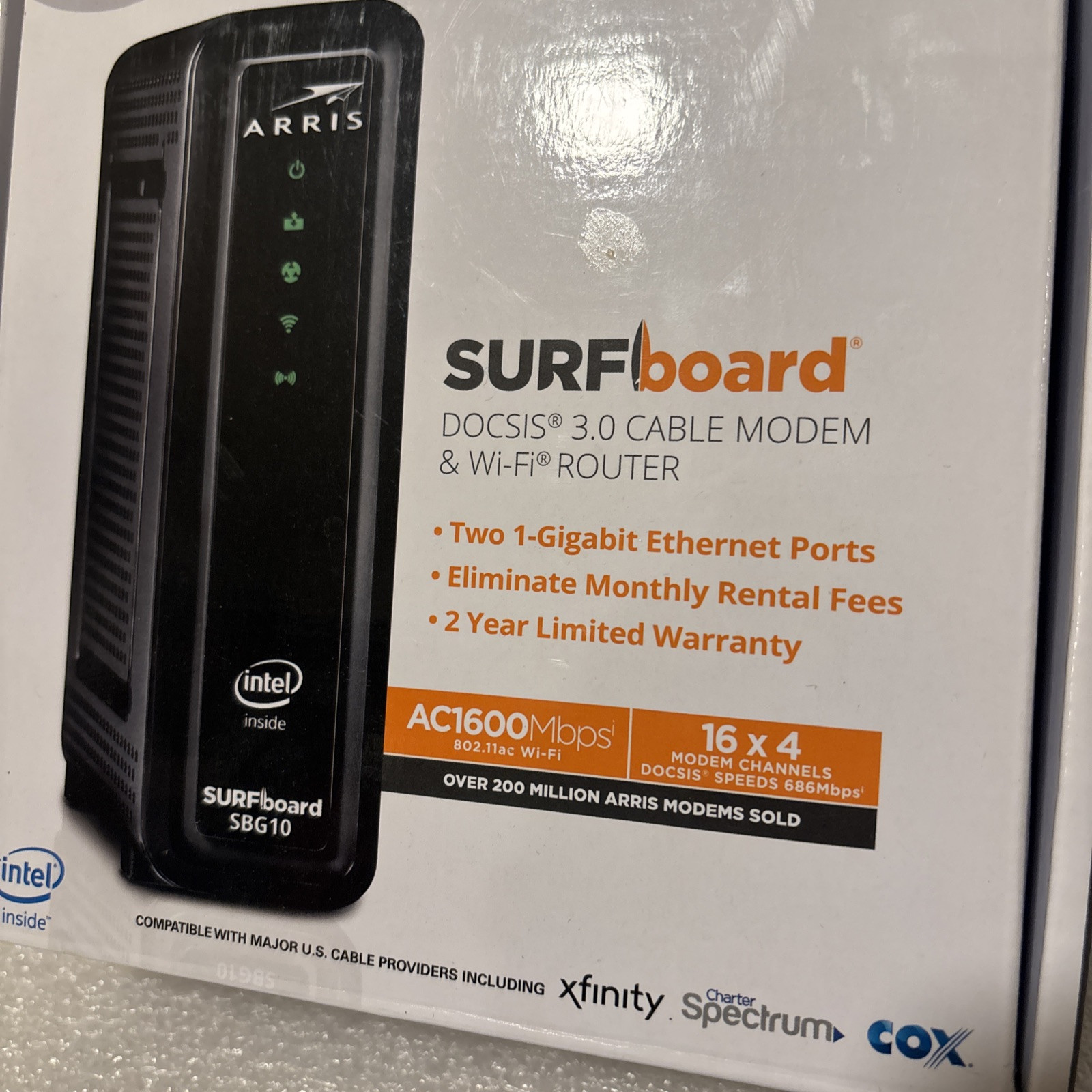 ARRIS SBG10 SURFboard AC1600 Dual-Band Cable Modem Router – Black