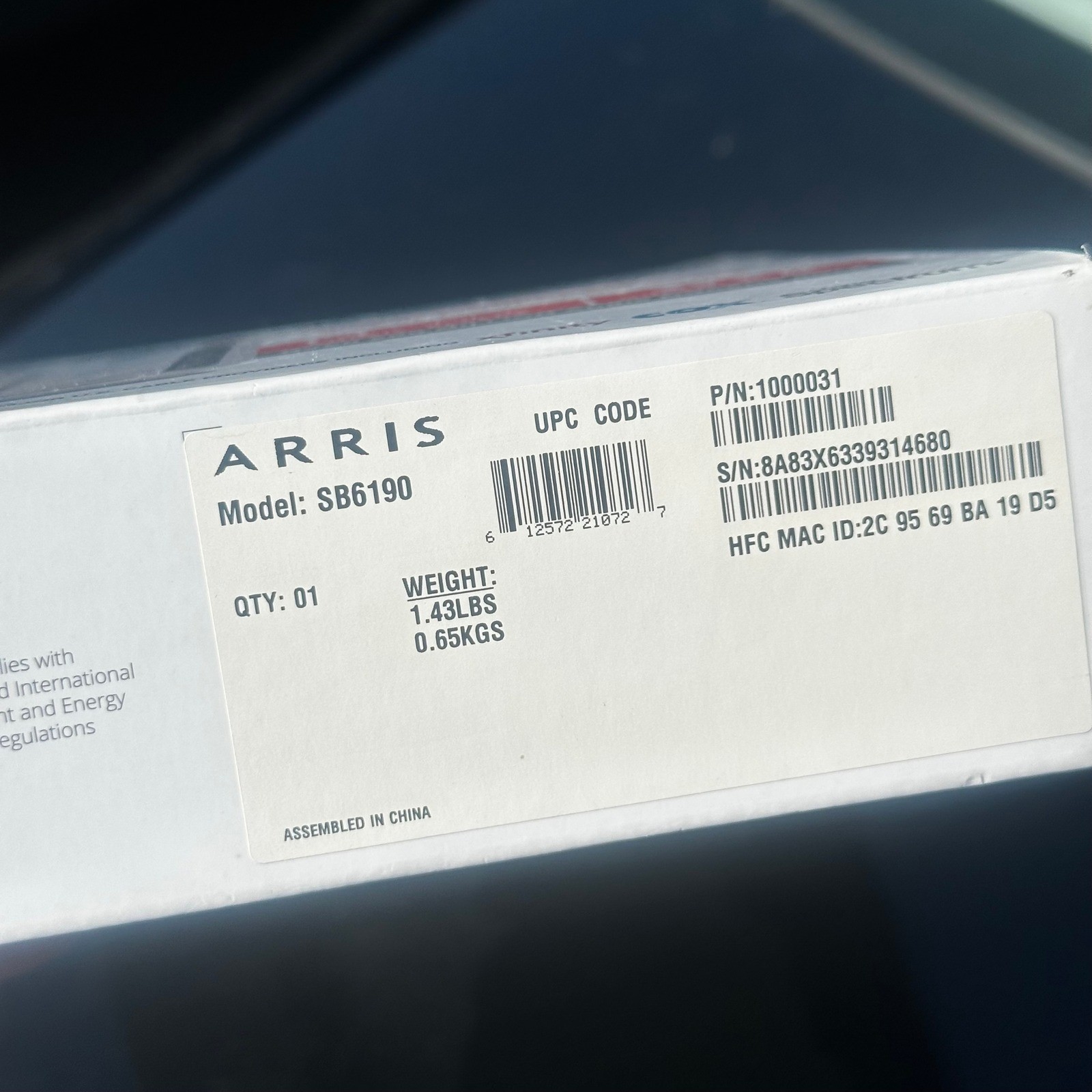 Arris SURFboard SB6190 DOCSIS 3.0 Cable Modem 1.4 Gbps White SB6190-RB