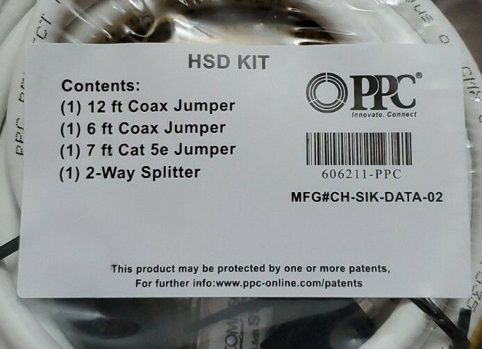 HSD Kit (1)12ft & (1)6ft Coax Jumpers (1)7ft Cat 5e Jumper (1)2 wayspliter