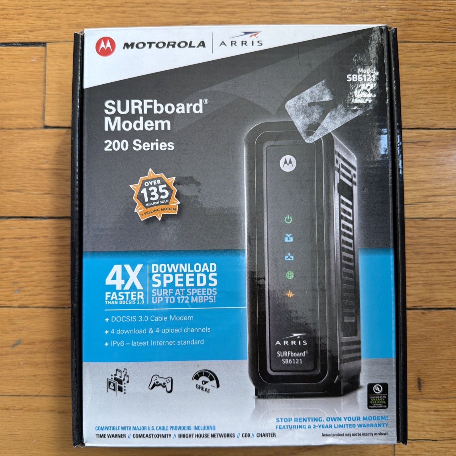 MOTOROLA ARRIS SURFBOARD CABLE MODEM 200 SERIES SB6121 HI SPEED 4×4 DOCSIS 3.0