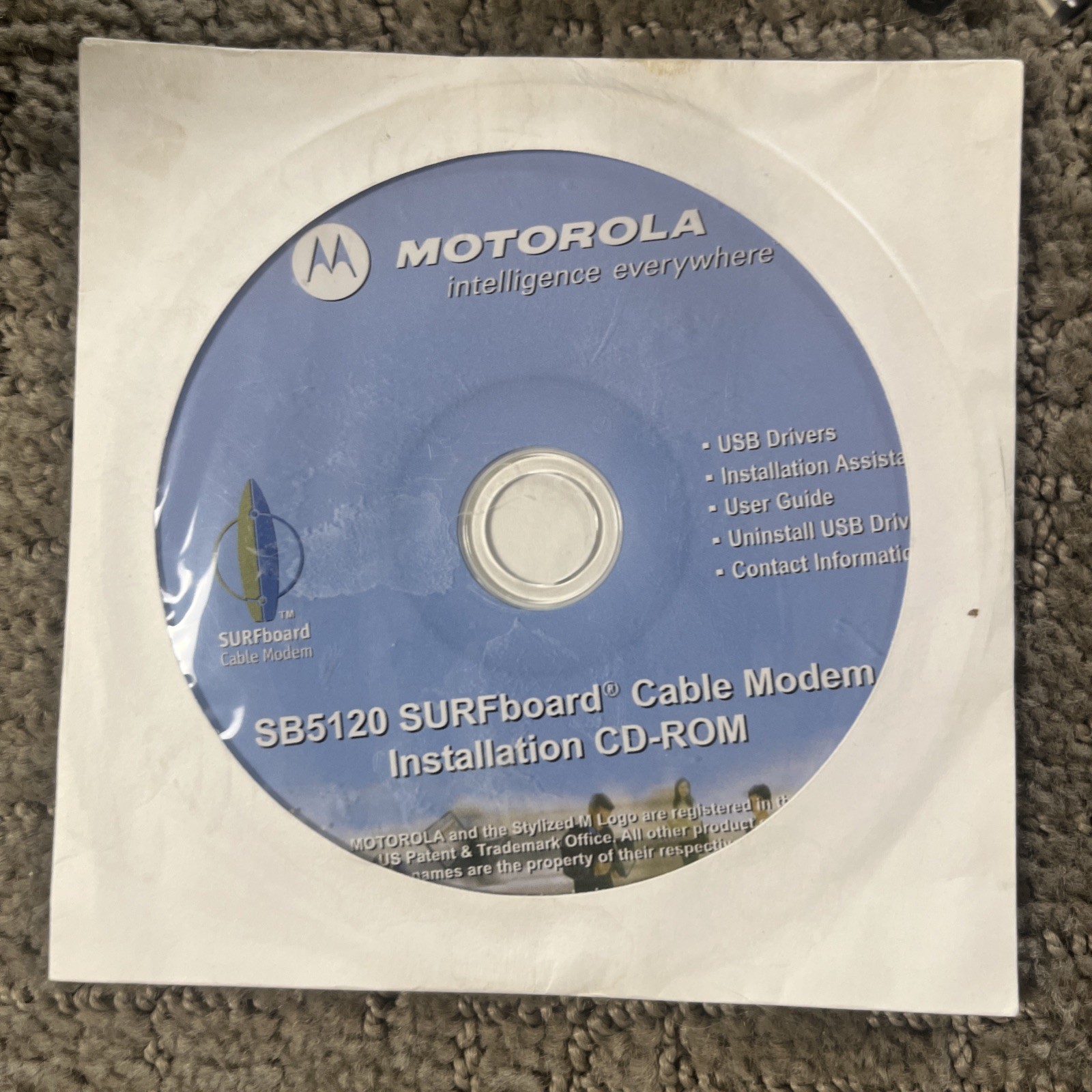 Motorola SB5120 SurfBoard Cable Modem Power Cord Installation CD-ROM