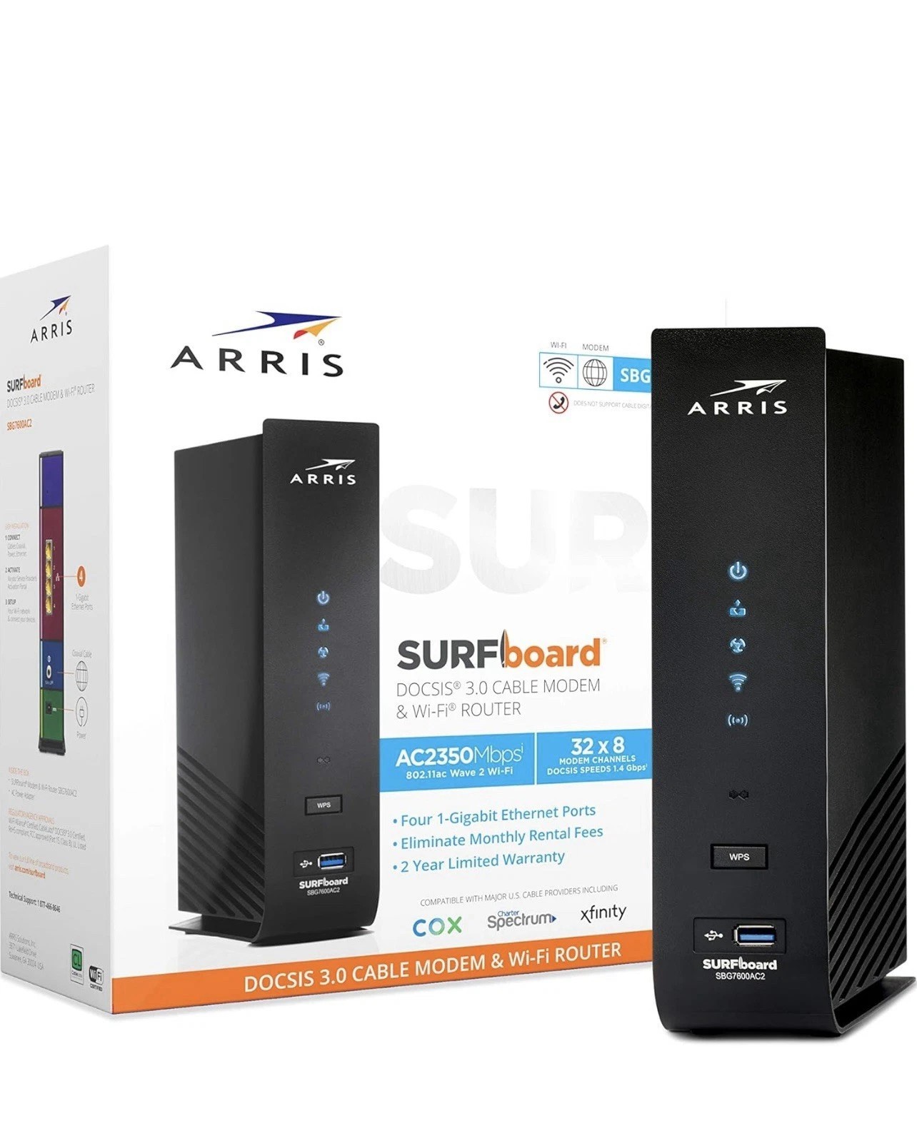 ARRIS SBG7600AC2 – Cable Modem Router – DOCSIS 3.0 & AC2350 Comcast, Xfinity Cox