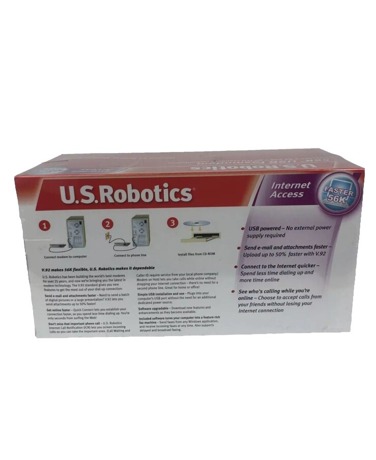 ** NEW U.S. Robotics 56K Fax Modem USB V.92 V.90 56K ITU USR5633A