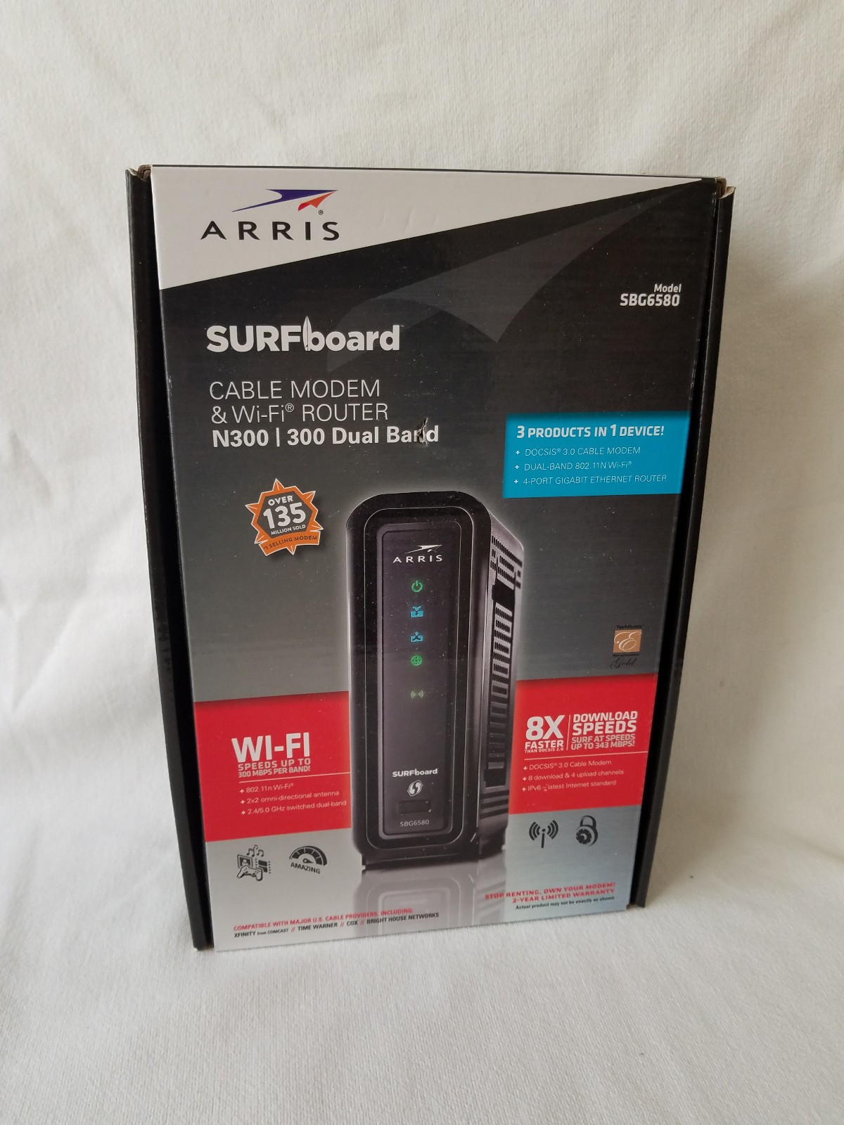 Arris Surfboard SBG6580 DOCSIS 3.0 Wireless Cable Modem Router Gateway ~ Tested