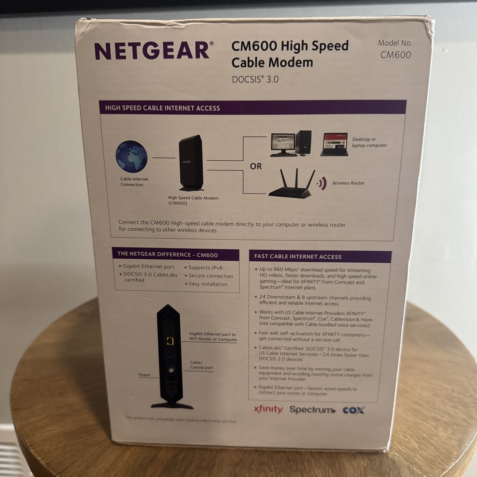 NETGEAR CM600 HIGH SPEED CABLE MODEM DOCSIS 3.0